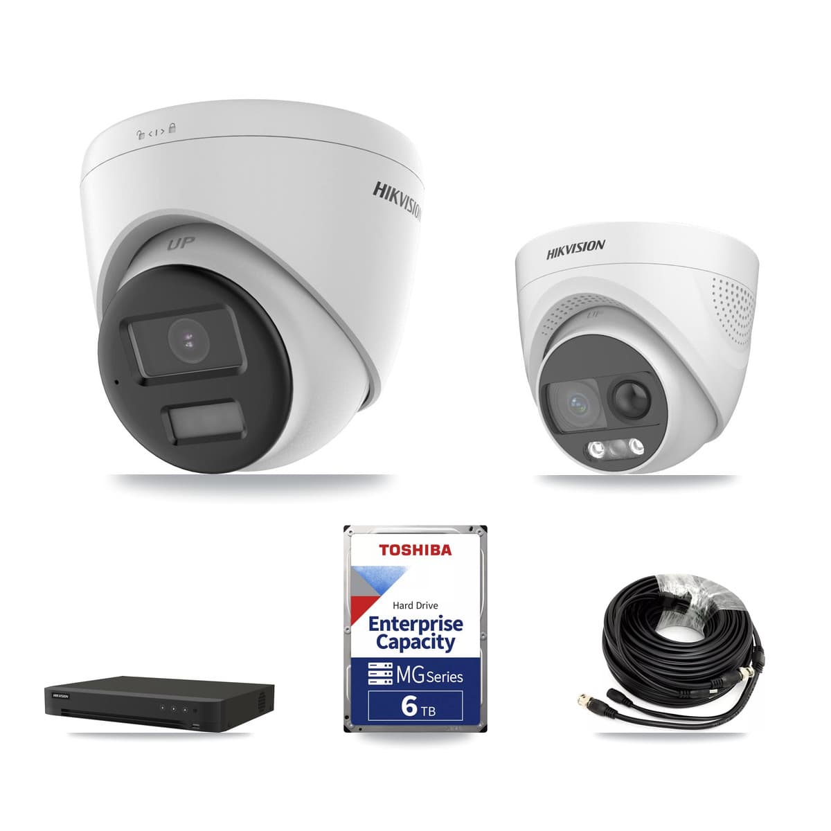 Hikvision 16-Channel 5MP CCTV Kit — 1 DS-2CE72KF3T-PIRXO + 4 DS-2CE78K0T-LPTS Turret Cameras + 6TB Recording (IDS-7216HQHI-M1/XT Recorder) - Image 1