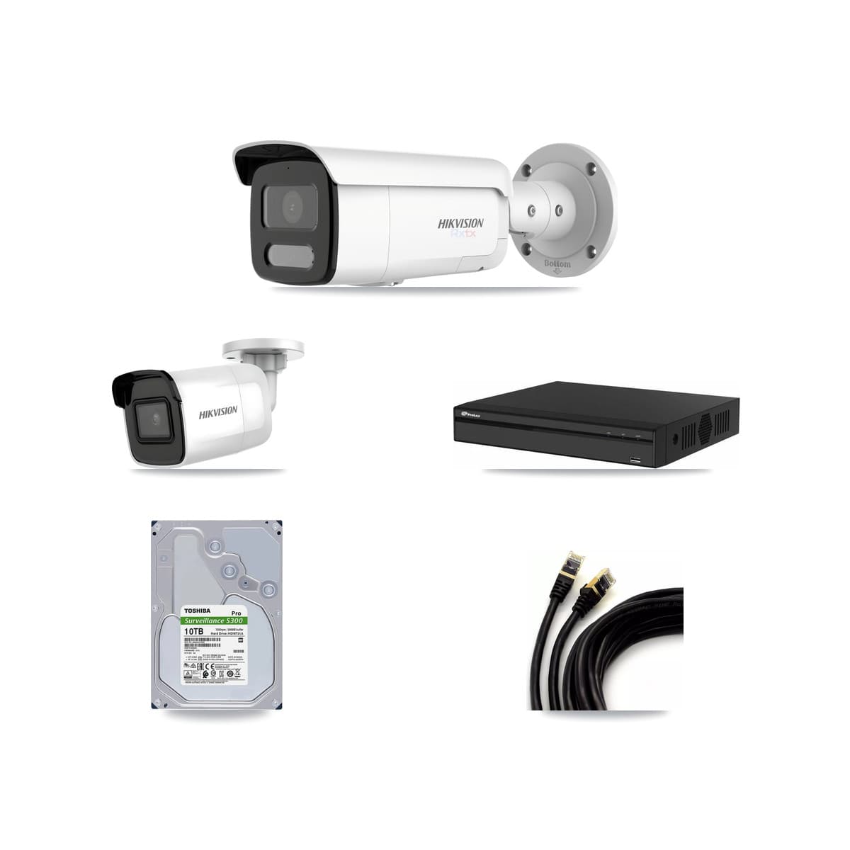 Hikvision & Prolux 4-Channel 4K CCTV Kit — 1 DS-2CD2085G1 + 3 DS-2CD2T87G2H Bullet Cameras + 10TB Recording - Image 1