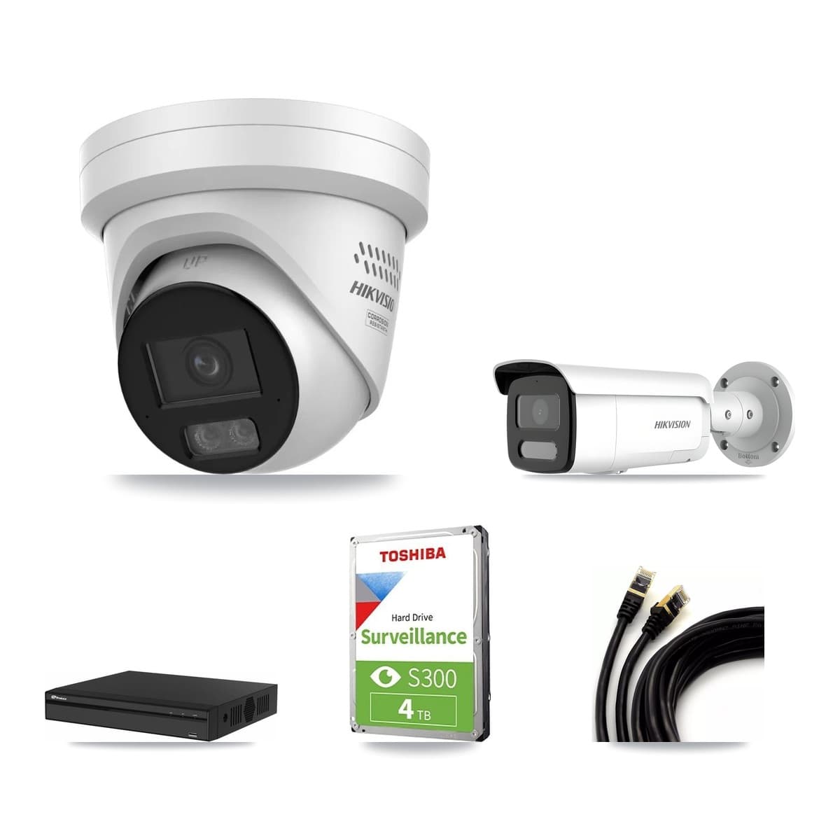 Hikvision & Prolux 4-Channel 4MP CCTV Kit — 1 Turret + 1 Bullet Cameras + 4TB Recording - Image 1
