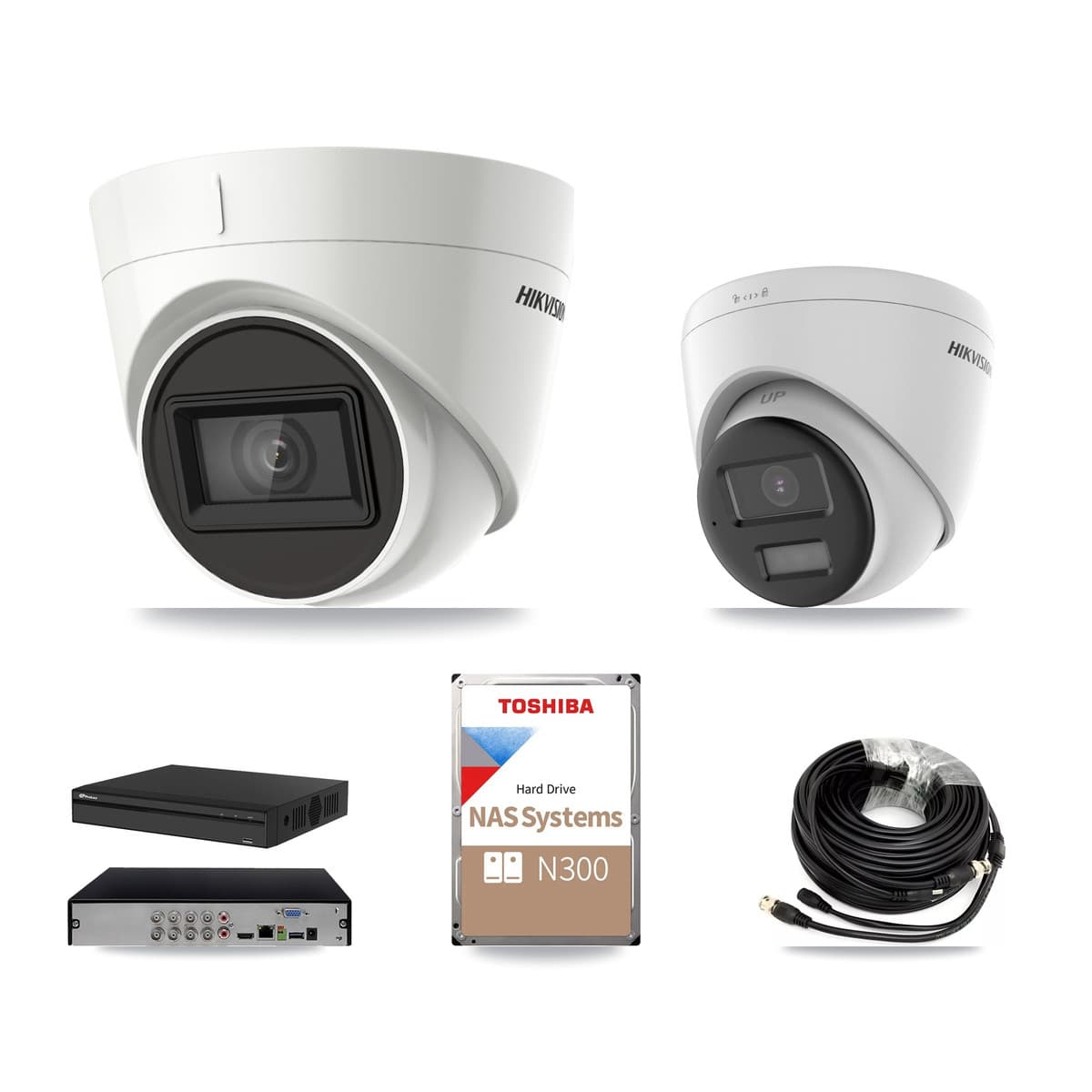 Hikvision & Prolux 8-Channel 4K CCTV Kit — 2 DS-2CE78U0T + 6 DS-2CE78U1T Turret Cameras + 18TB Recording
