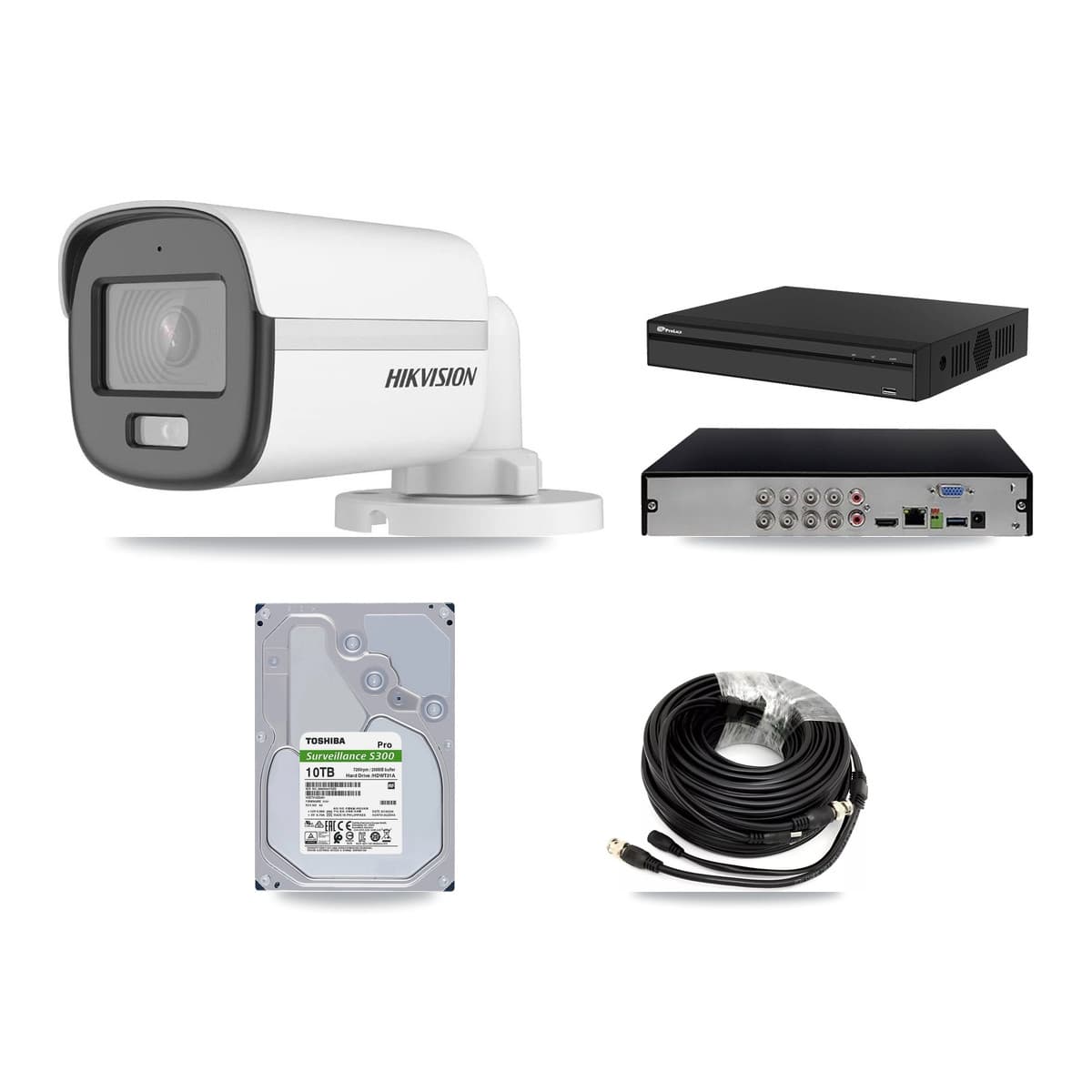 Hikvision & Prolux 8-Channel 5MP CCTV Kit — 7 DS-2CE12KF0T Bullet Cameras + 10TB Recording (PXD-5108HS Recorder) - Image 1