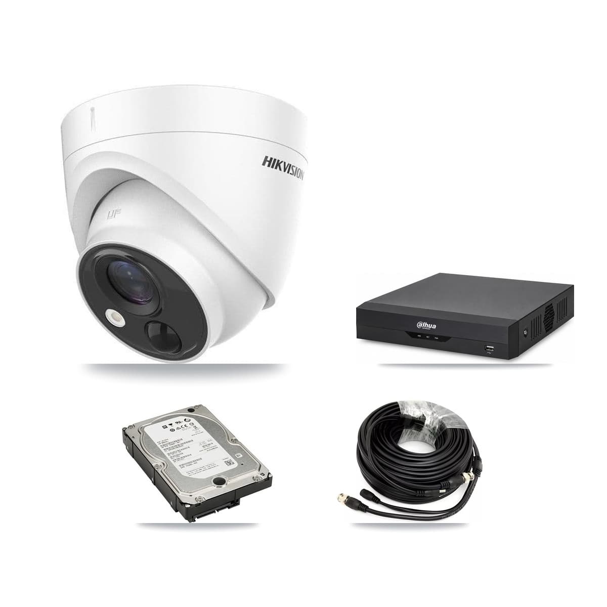 Hikvision & Dahua 4-Channel 5MP CCTV Kit — 3 DS-2CE71H0T Turret Cameras + 5TB Recording