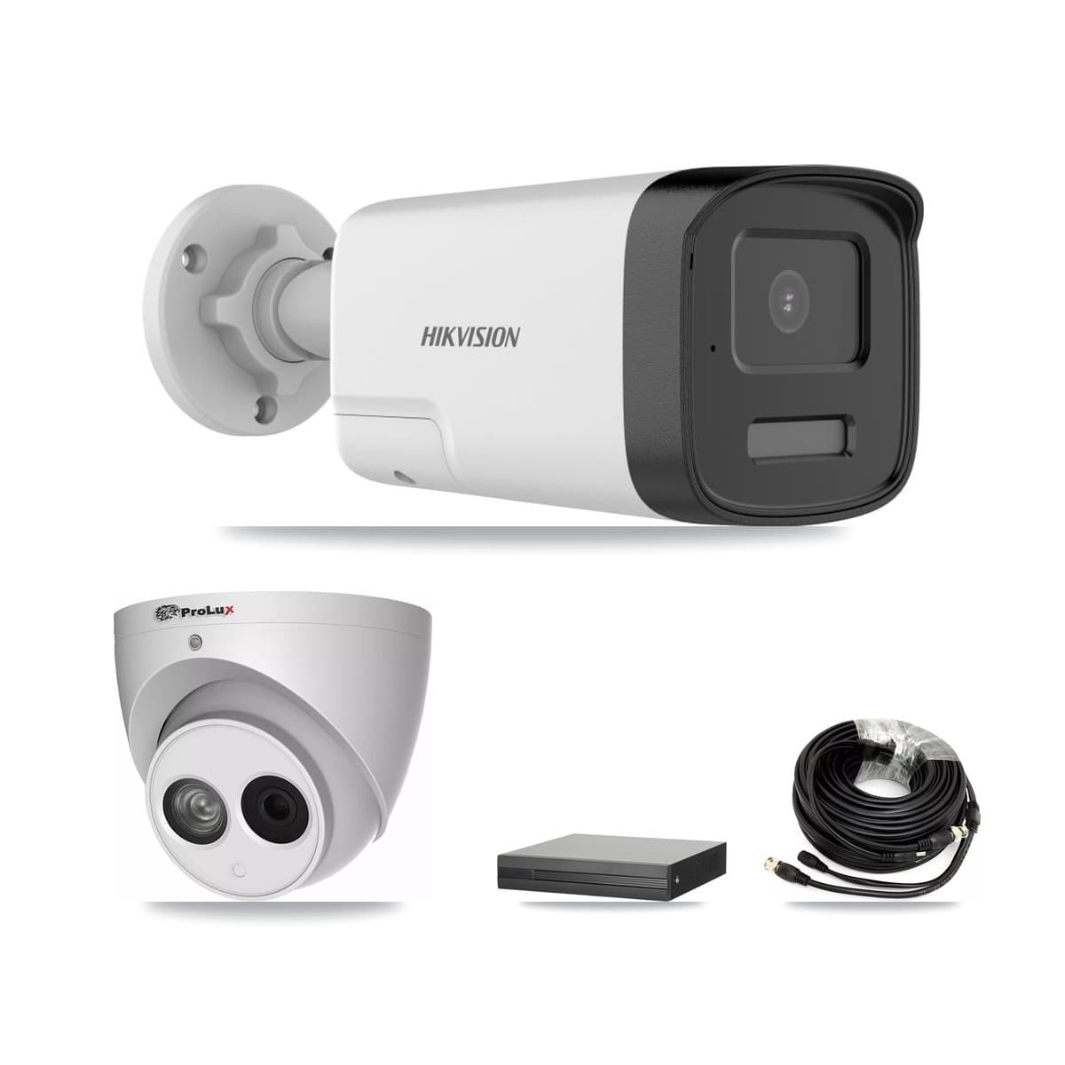 Hikvision & Prolux 16-Channel 4MP – 5MP CCTV Kit — 5 DS-2CE17K0T 5MP Bullet + 1 PXC-612C4W-A 4MP Turret Cameras + 8TB Recording (XVR-3116HS Recorder) - Image 1