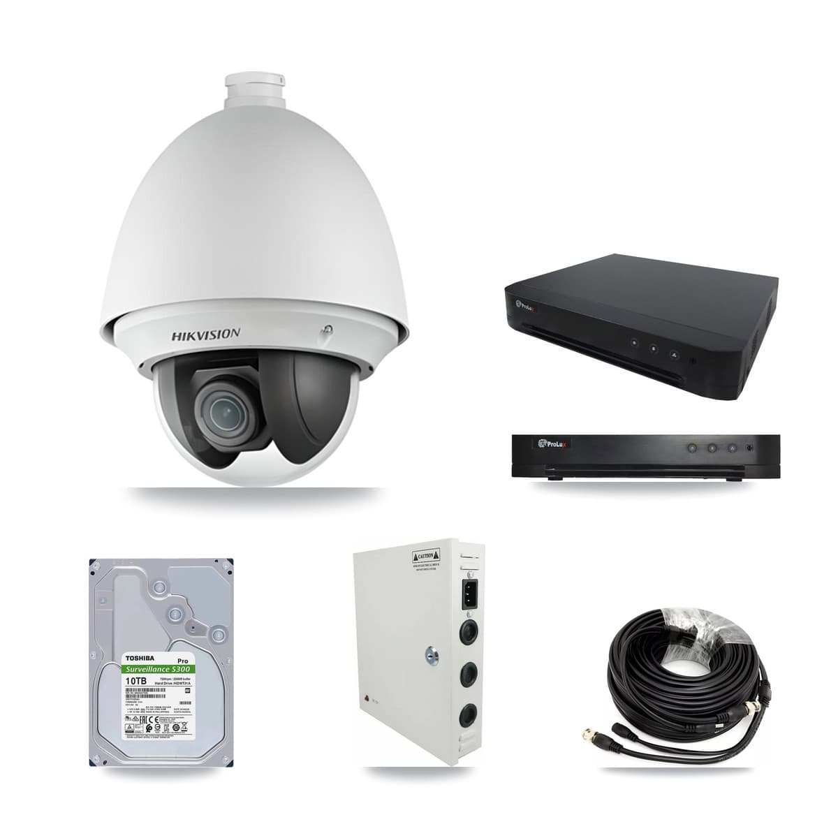 Hikvision & Prolux 16-Channel 2MP CCTV Kit — 14 DS-2AE4225T PTZ Cameras + 10TB Recording - Image 1