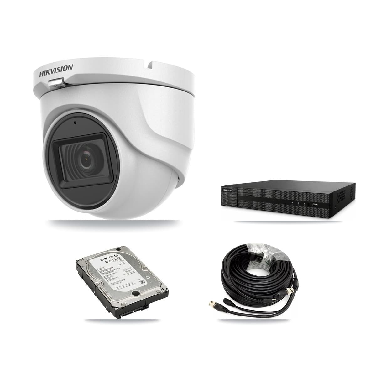 Hikvision 8-Channel 5MP CCTV Kit — 4 DS-2CE76H0T Turret Cameras + 5TB Recording (DVR-8CH Recorder) - Image 1