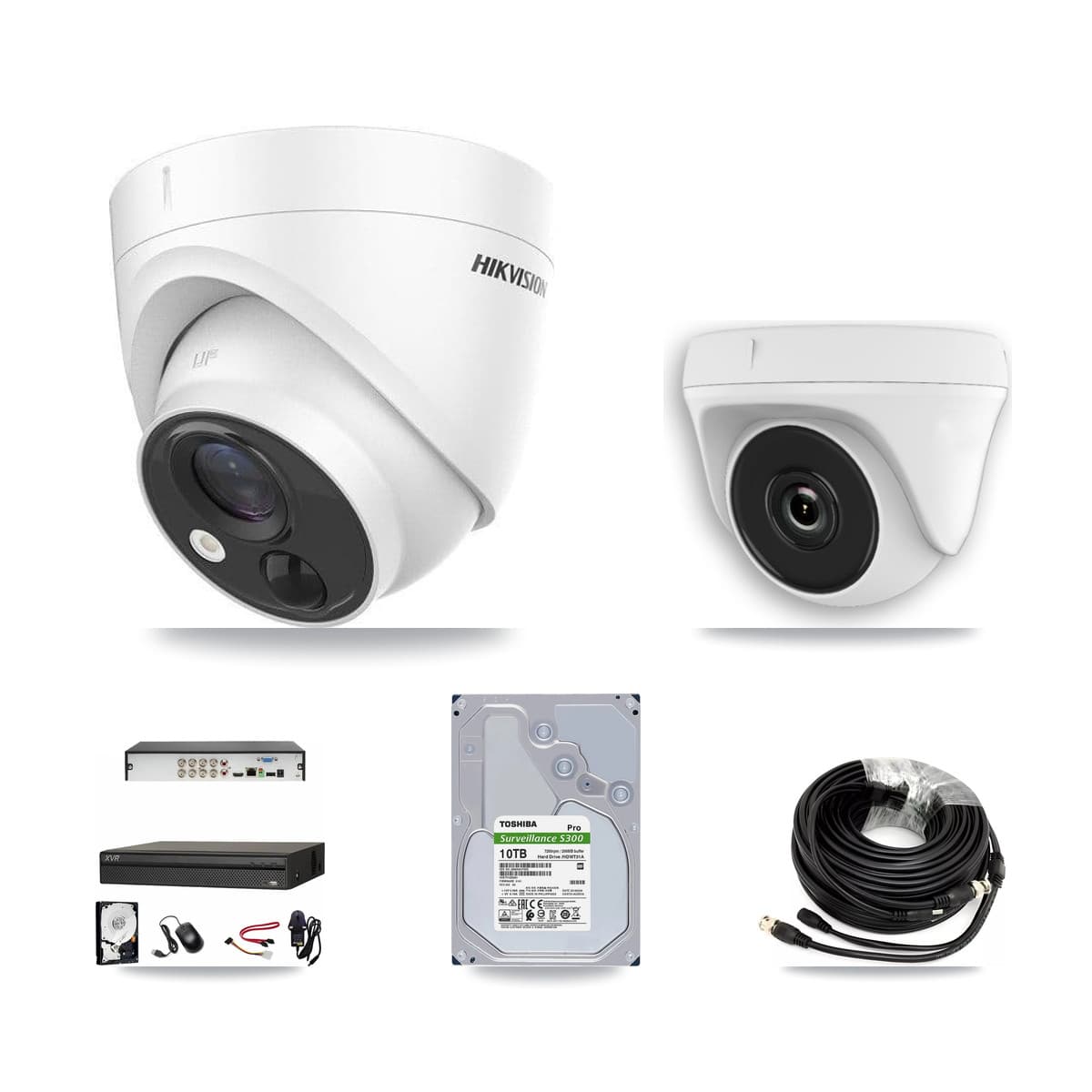 Hikvision & Dahua 8-Channel 2MP – 5MP CCTV Kit — 6 DS-2CE71H0T 5MP Turret + 2 White HDT-2MP-N20W 2MP Dome Cameras + 10TB Recording - Image 1