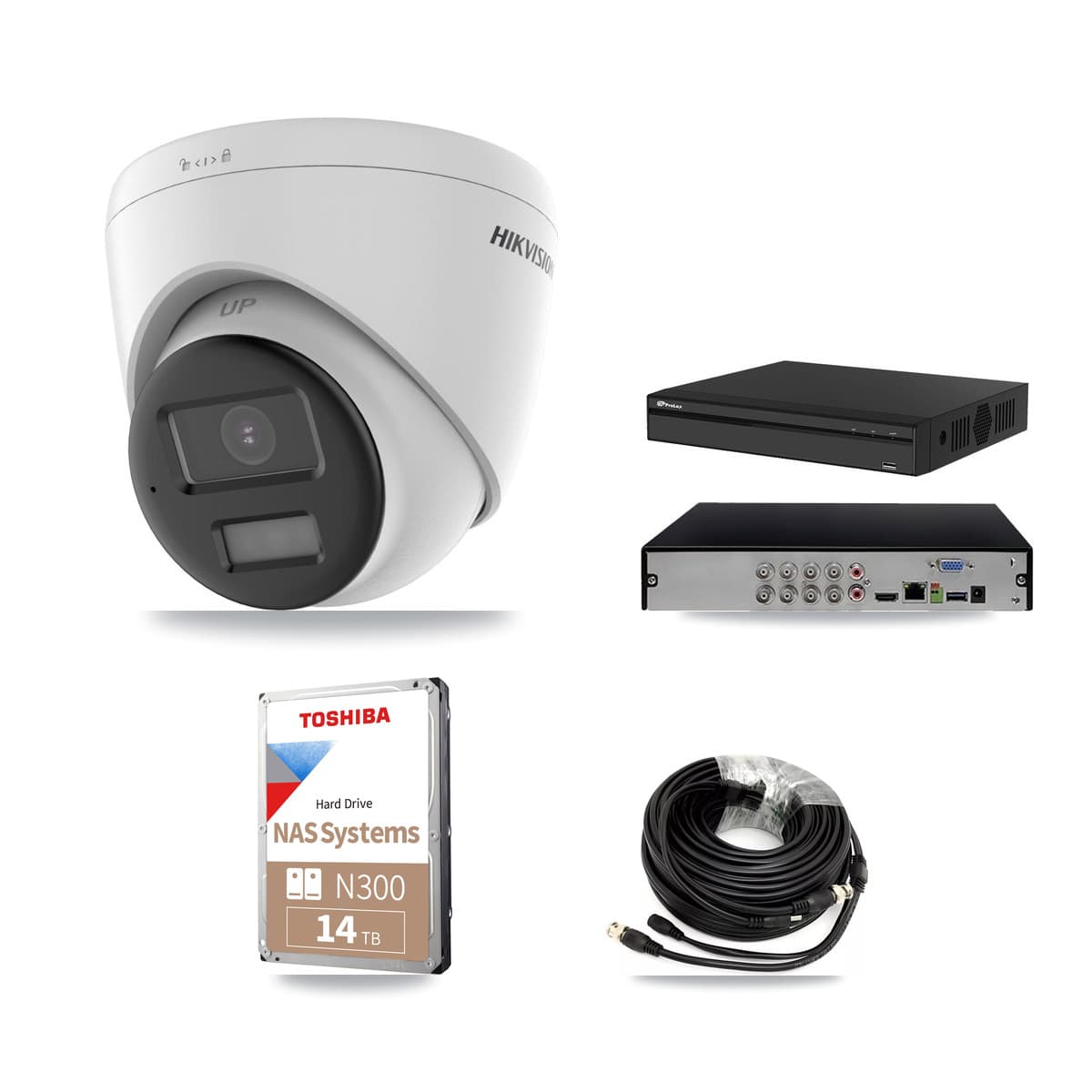 Hikvision & Prolux 8-Channel 4K CCTV Kit — 5 DS-2CE78U0T Turret Cameras + 14TB Recording