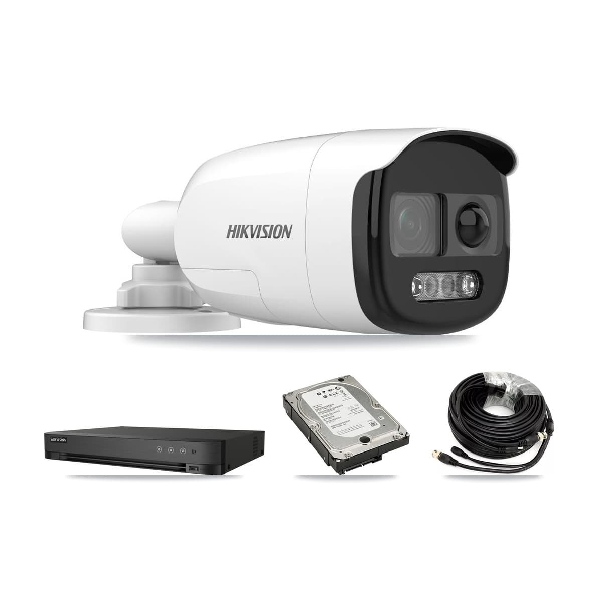 Hikvision 4-Channel 5MP CCTV Kit — 3 DS-2CE12KF3T Bullet Cameras + 5TB Recording (IDS-7204HQHI Recorder)