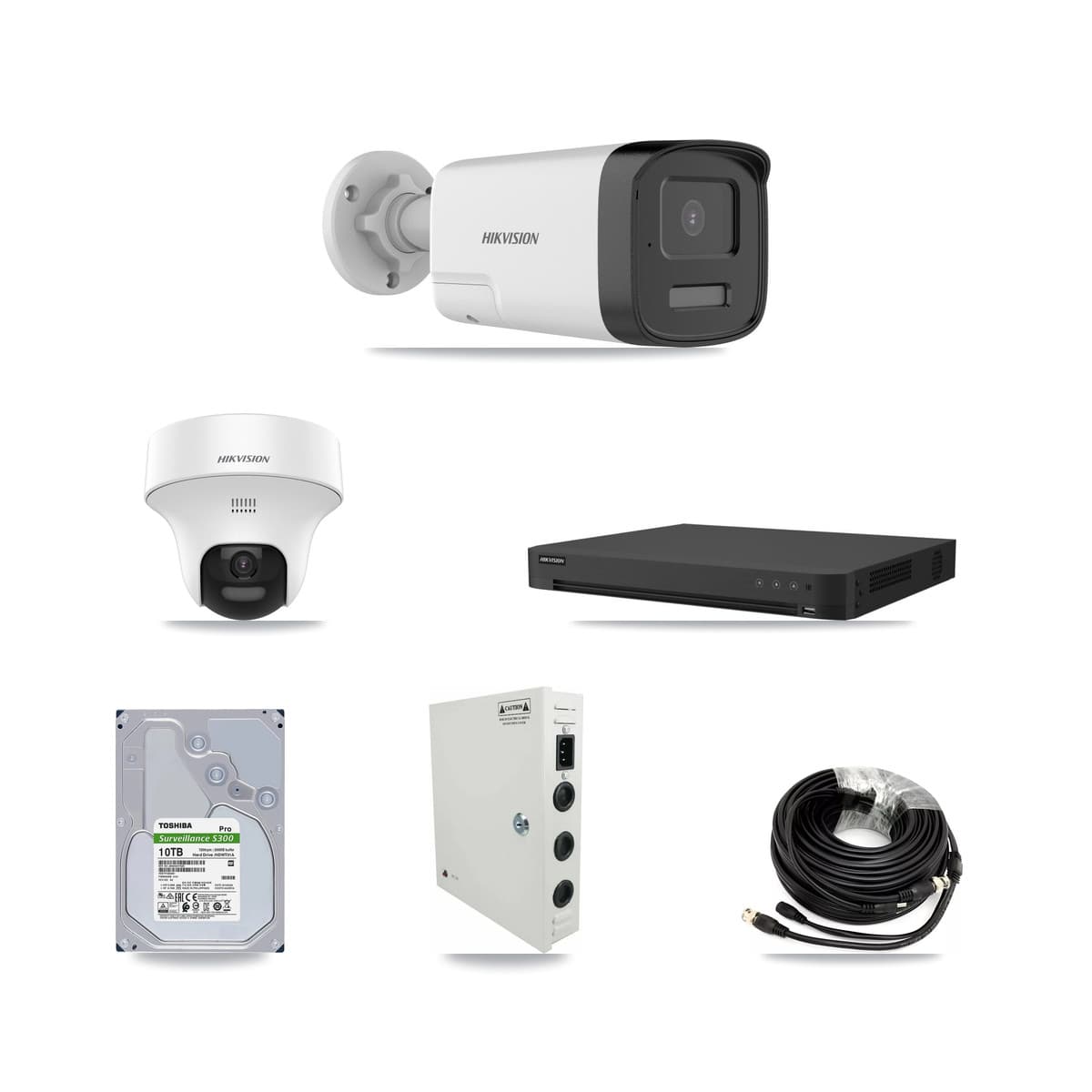 Hikvision 32-Channel 5MP CCTV Kit — 11 DS-2CE17K0T Bullet + 5 DS-2CE70K0T Turret Cameras + 2× 10TB Recording (IDS-7232HQHI Recorder) - Image 1
