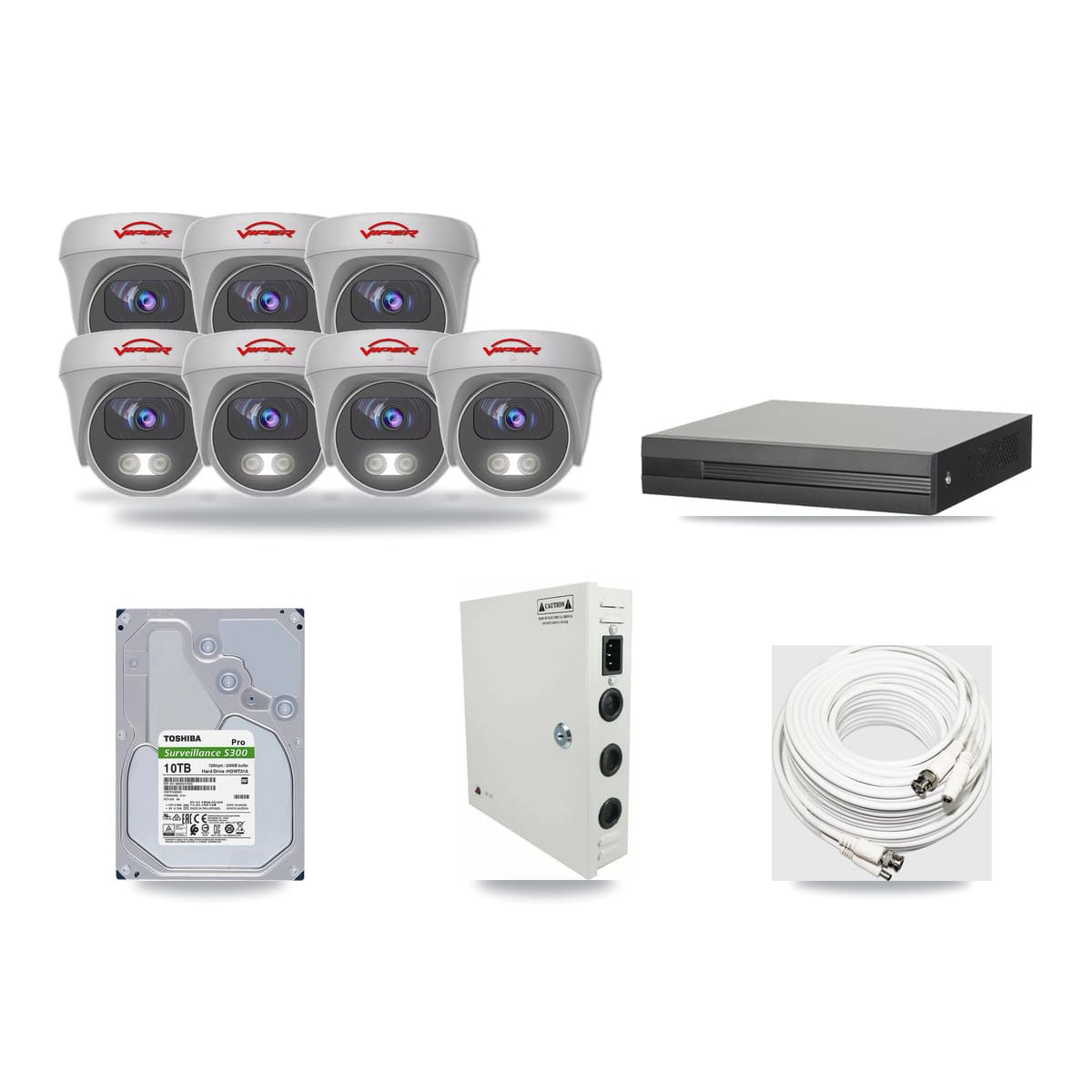16-channel CCTV kit: 7 cameras (7× 5MP Camera), 10TB hard drive