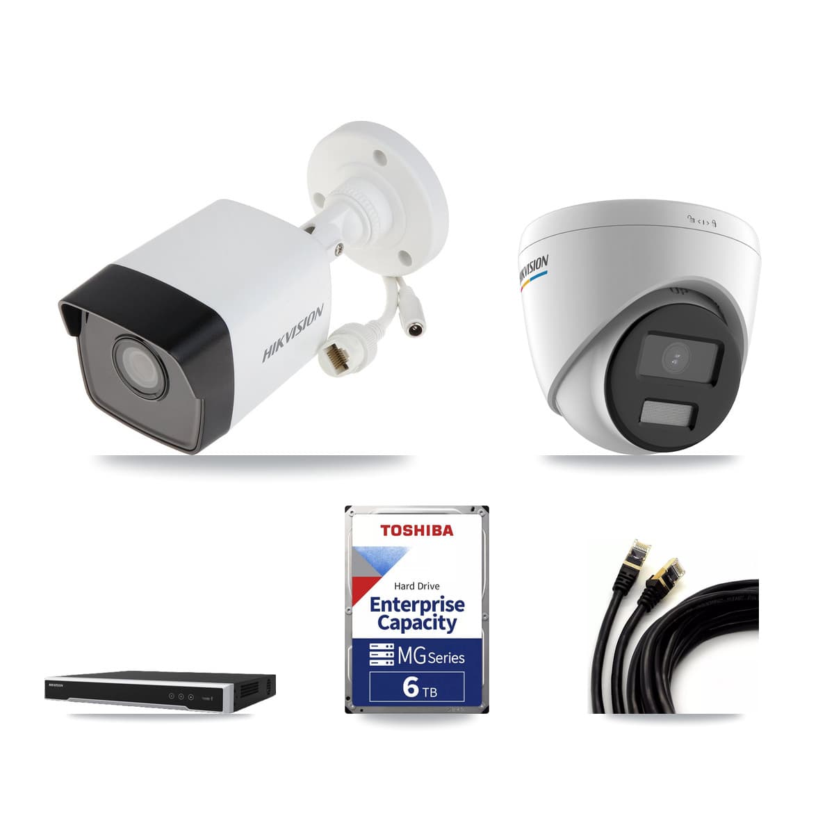 Hikvision 8-Channel 2MP – 5MP CCTV Kit — 3 5MP Bullet + 3 2MP Turret Cameras + 6TB Recording