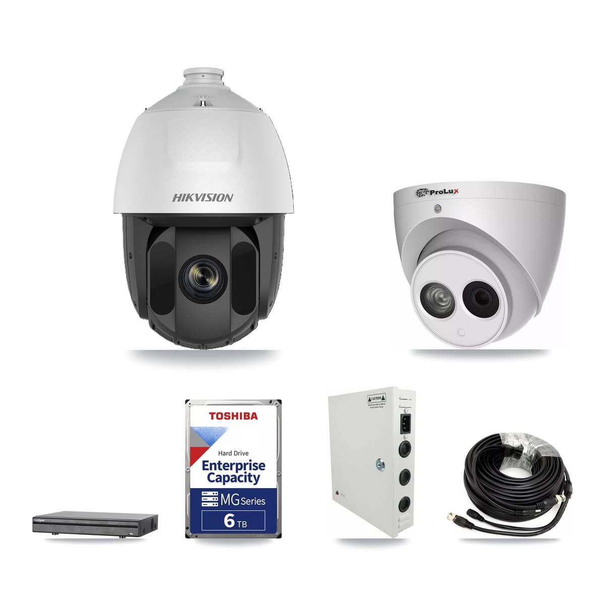 8-Channel 2MP – 4MP CCTV Kit — 3 2MP PTZ + 3 4MP Turret Cameras + 6TB Recording (DH-XVR5108H Recorder) - Image 1