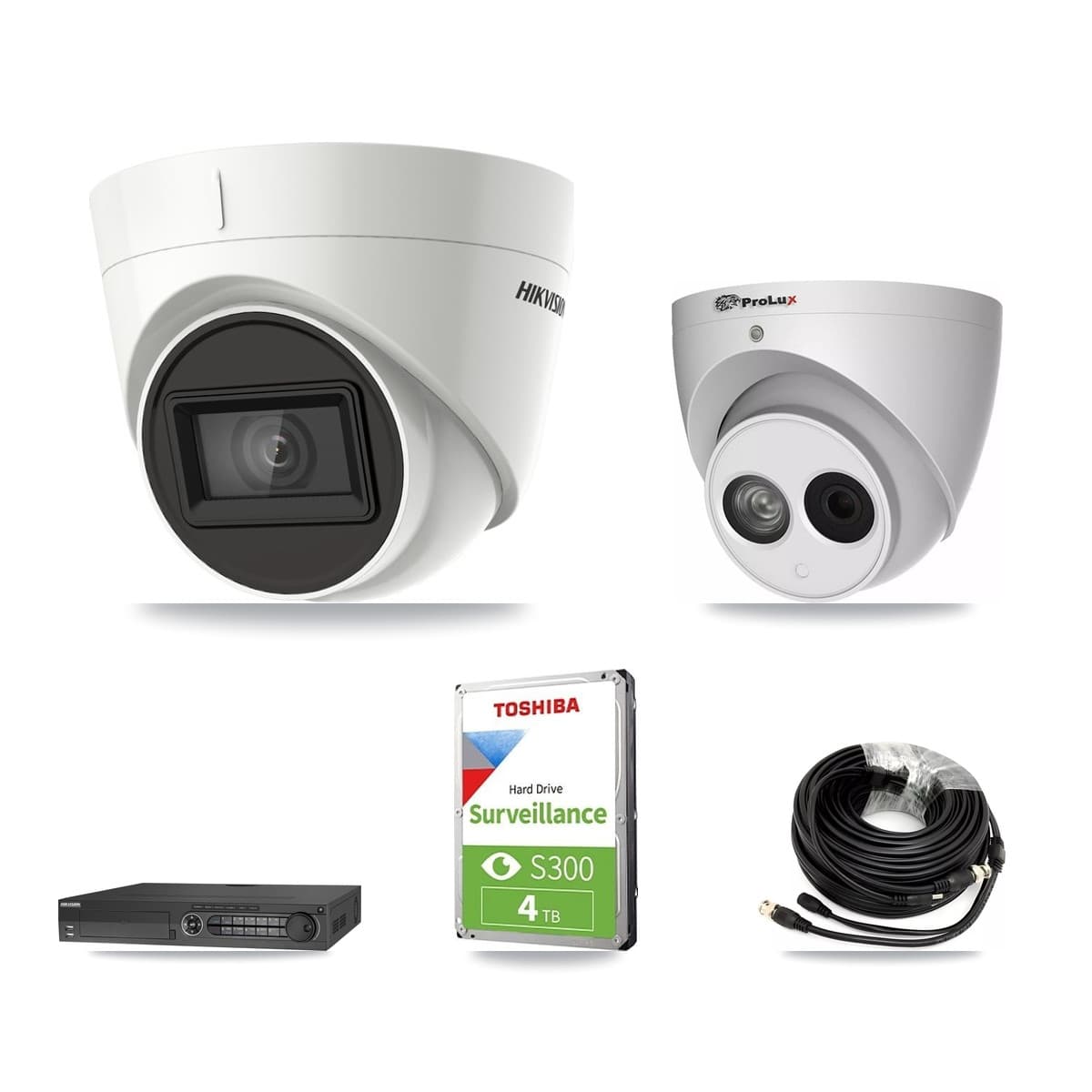 Hikvision & Prolux 32-Channel 4MP – 4K CCTV Kit — 1 DS-2CE78U1T 4K + 1 PXC-612C4W-A 4MP Turret Cameras + 4TB Recording - Image 1
