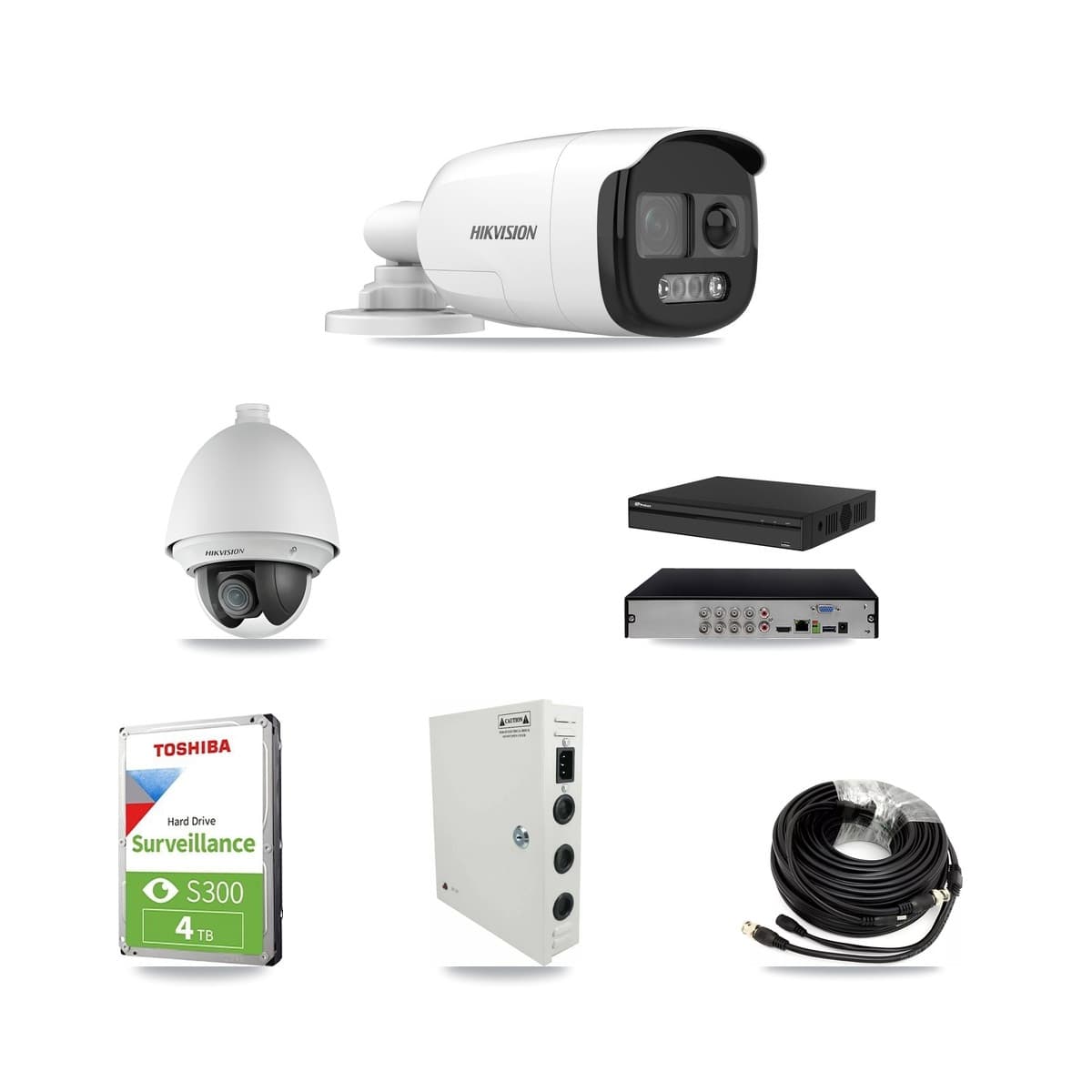 Hikvision & Prolux 8-Channel 2MP – 5MP CCTV Kit — 1 DS-2AE4225T 2MP PTZ + 2 DS-2CE12KF3T 5MP Bullet Cameras + 4TB Recording (PXD-5108HS Recorder) - Image 1
