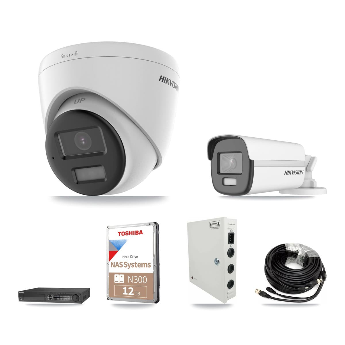 Hikvision 32-Channel 4K CCTV Kit — 1 DS-2CE12UF3T Bullet + 23 DS-2CE78U0T Turret Cameras + 4× 12TB Recording