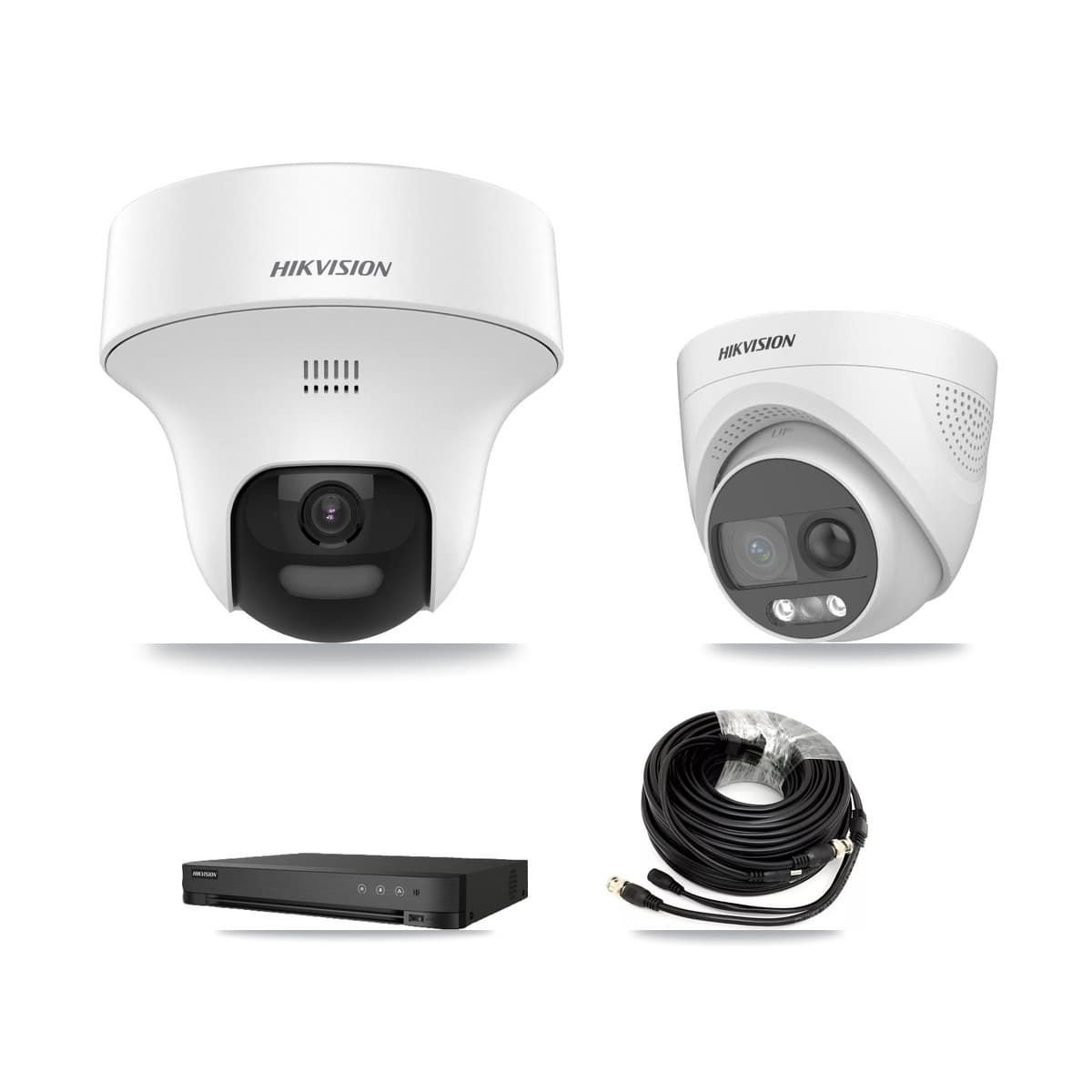 Hikvision 8-Channel 5MP CCTV Kit — 4 DS-2CE70K0T + 2 DS-2CE72KF3T Turret Cameras + 8TB Recording (IDS-7208HQHI Recorder) - Image 1