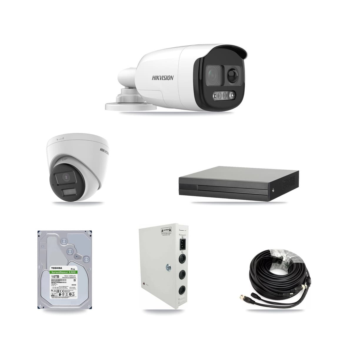 Hikvision 16-Channel 5MP CCTV Kit — 8 DS-2CE12KF3T-PIRXO Bullet + 4 DS-2CE78K0T-LPTS Turret Cameras + 10TB Recording (XVR-3116HS-5MP-LITE Recorder)