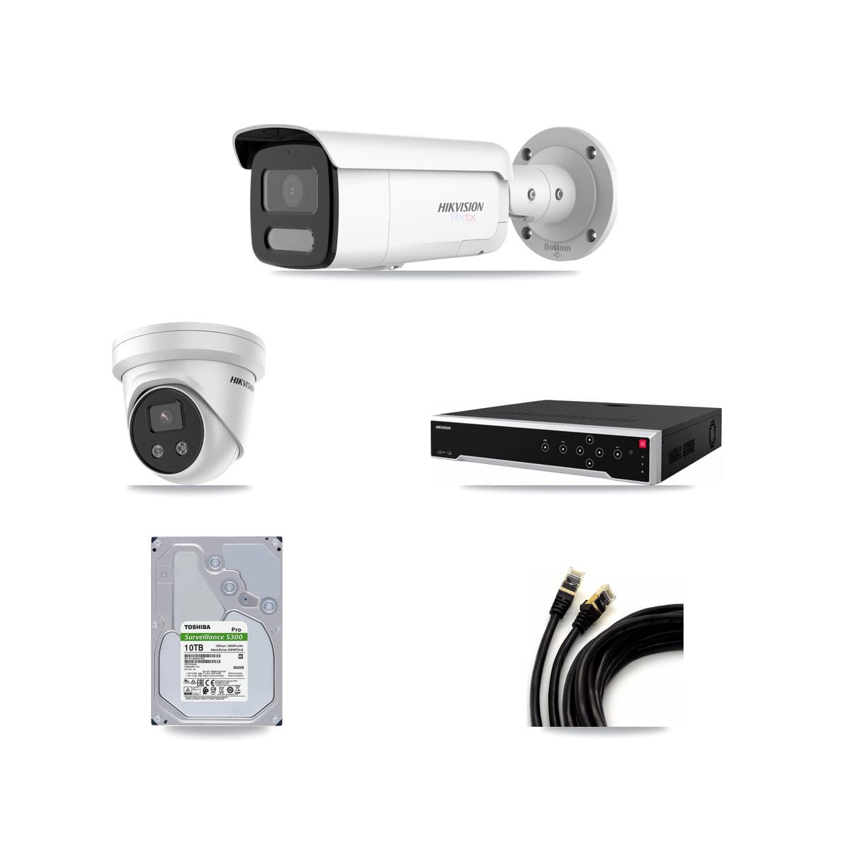 Hikvision 32-Channel 5MP – 4K CCTV Kit — 5 4K Bullet + 5 5MP Turret Cameras + 2× 10TB Recording - Image 1