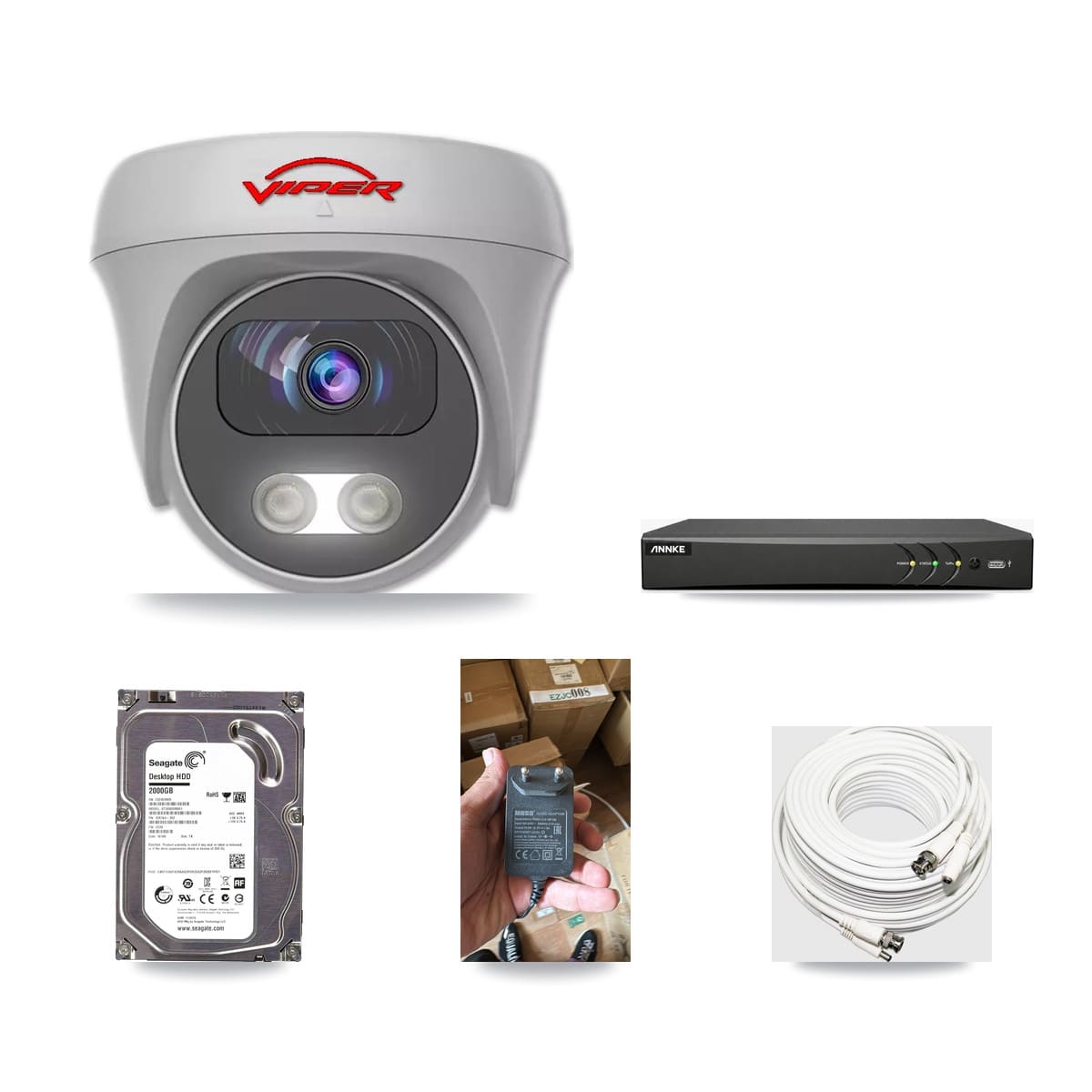 ANNKE 4-channel CCTV kit: 1 camera (1× 5MP Camera), 2TB hard drive