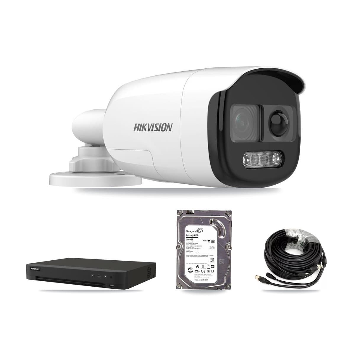 Hikvision 8-Channel 5MP CCTV Kit — 1 DS-2CE12KF3T-PIRXO Bullet Camera + 2TB Recording (IDS-7208HUHI-M1/XT Recorder)