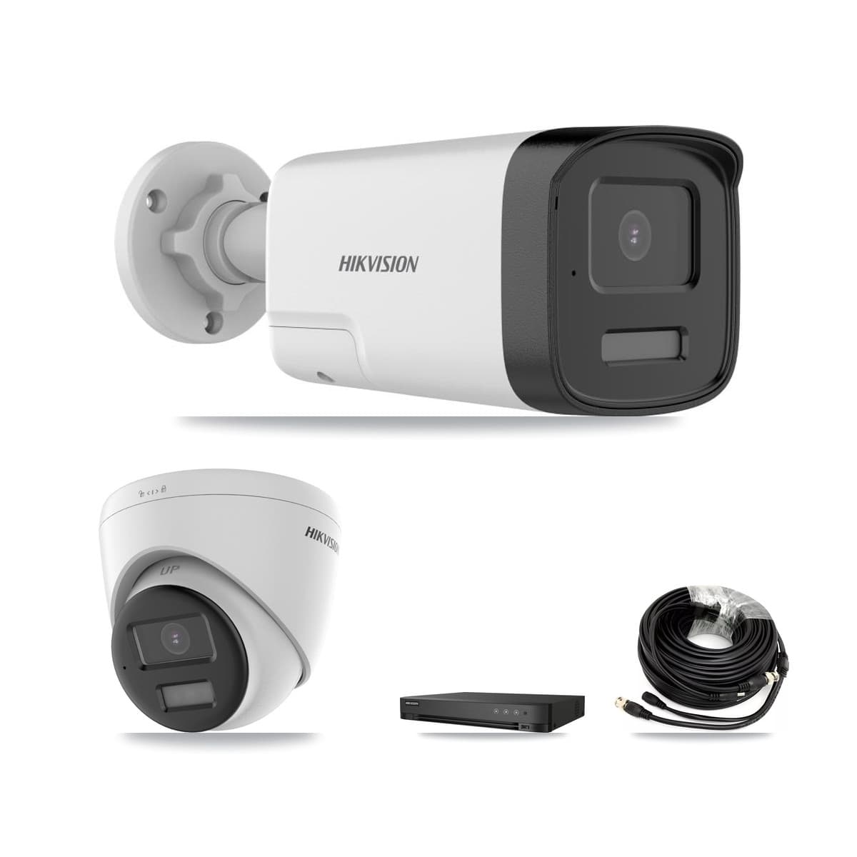 Hikvision 4-Channel 5MP – 4K CCTV Kit — 2 DS-2CE17K0T 5MP Bullet + 2 DS-2CE78U0T 4K Turret Cameras + 8TB Recording (IDS-7204HUHI Recorder)