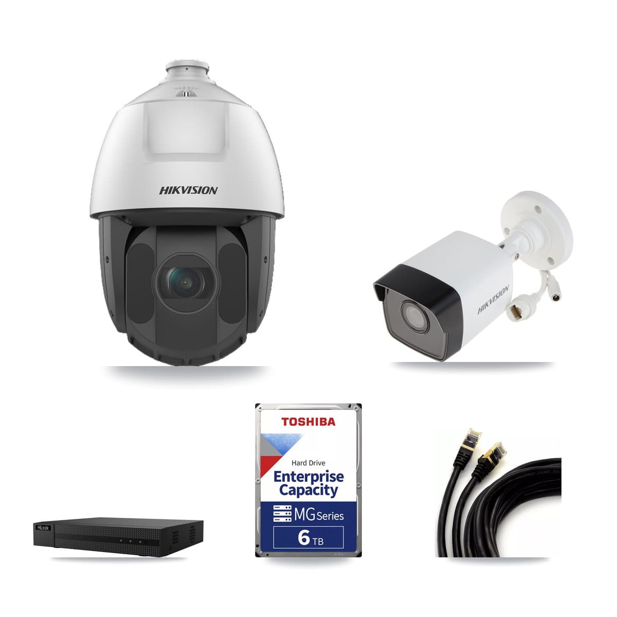 Hikvision & HiLook 8-Channel 2MP – 5MP CCTV Kit — 1 5MP Bullet + 7 2MP PTZ Cameras + 6TB Recording (NVR-108MH-D Recorder) - Image 1