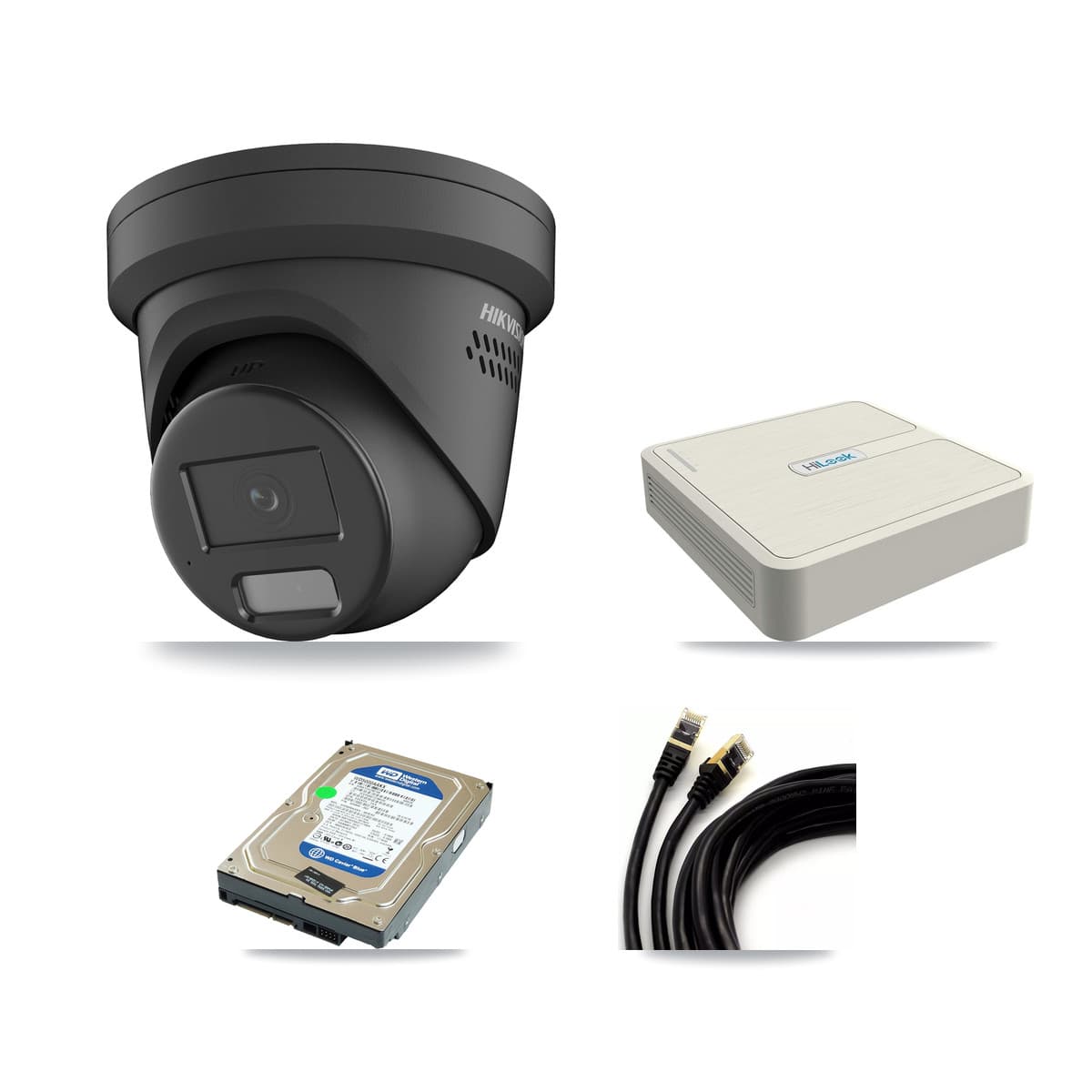 Hikvision & HiLook 8-Channel 4MP CCTV Kit — 1 Black Turret Camera + 500GB Recording (NVR-108H-D Recorder)