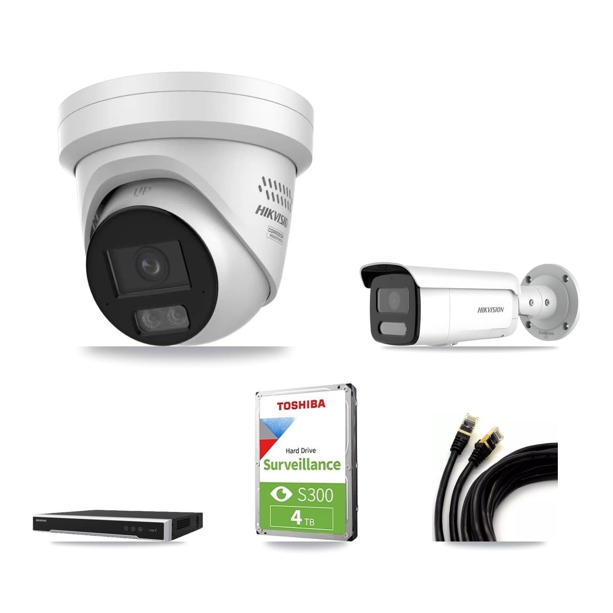 Hikvision 8-Channel 4MP CCTV Kit — 2 Turret + 1 Bullet Cameras + 4TB Recording - Image 1