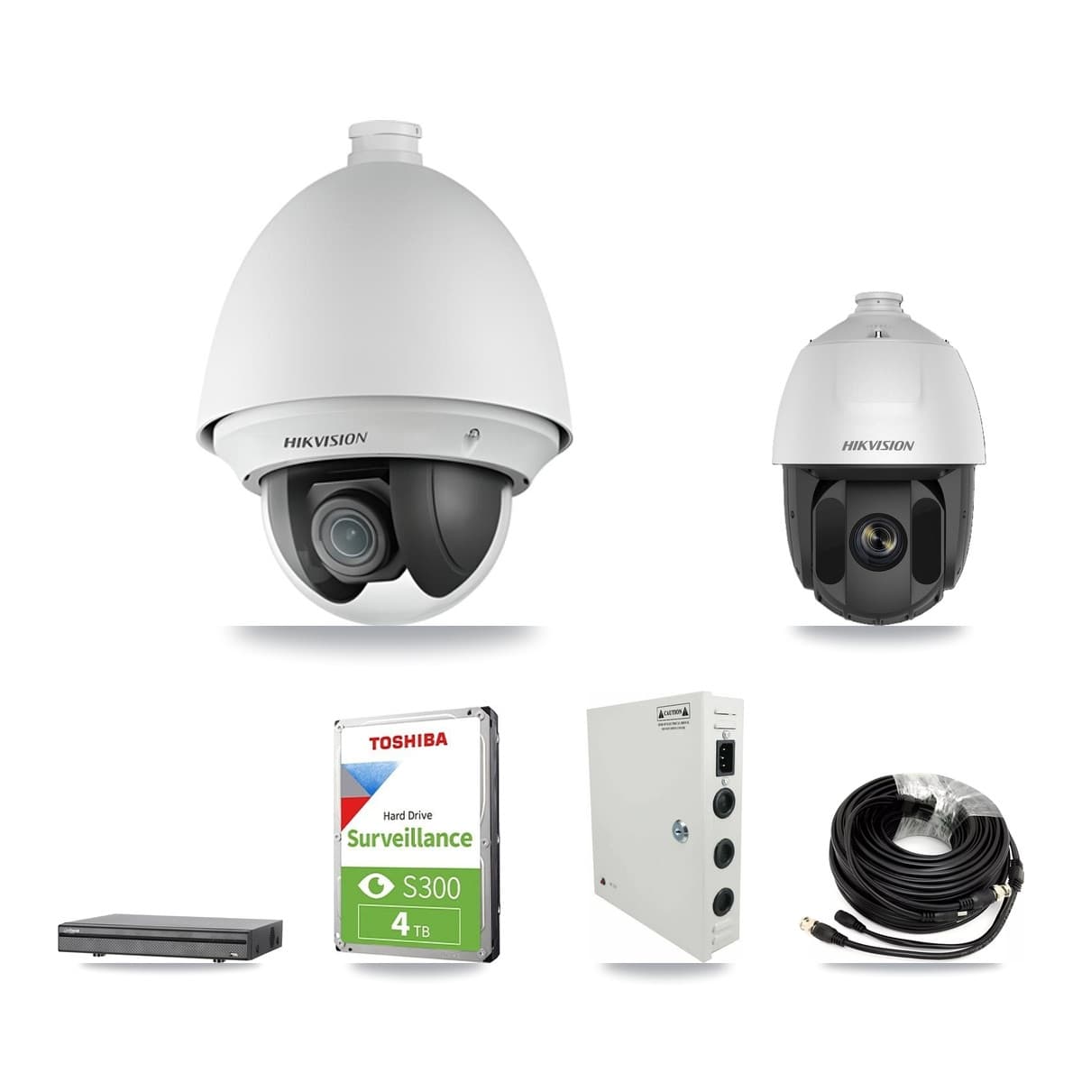 Hikvision & Dahua 8-Channel 2MP CCTV Kit — 3 DS-2AE4225T + 1 DS-2AE5225TI PTZ Cameras + 4TB Recording (DH-XVR5108H Recorder) - Image 1