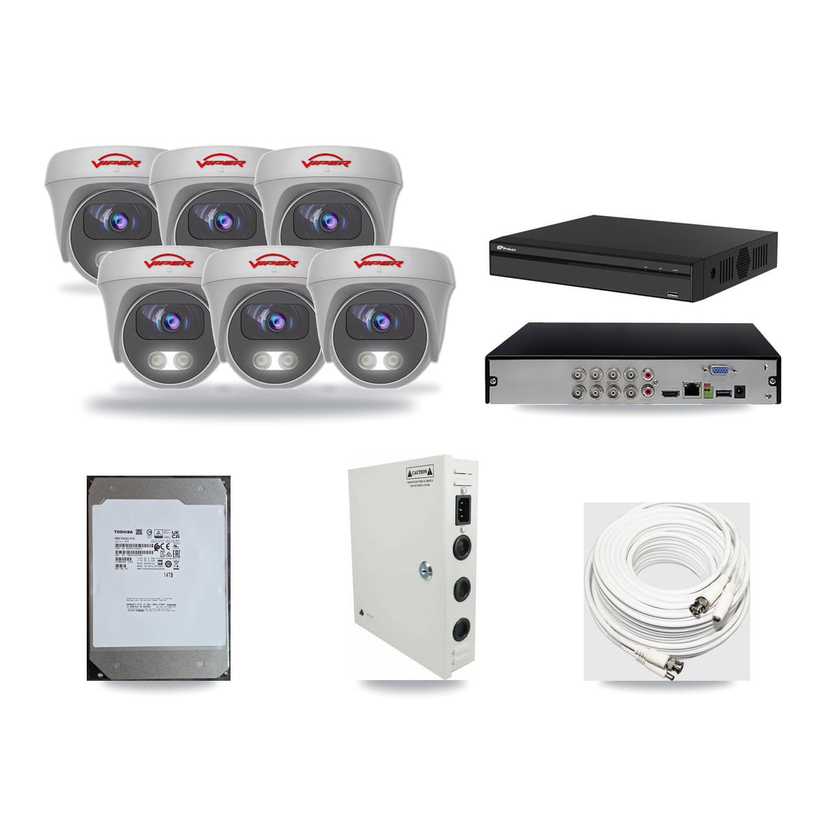 Prolux 8-channel CCTV kit: 6 cameras (6× 5MP Camera), 14TB hard drive