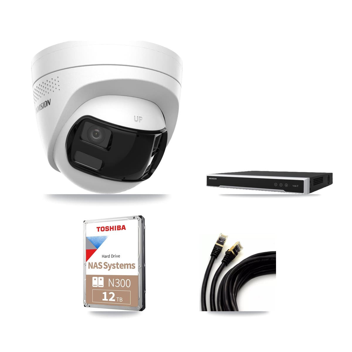 Hikvision 16-Channel 4K CCTV Kit — 12 Turret Cameras + 2× 12TB Recording