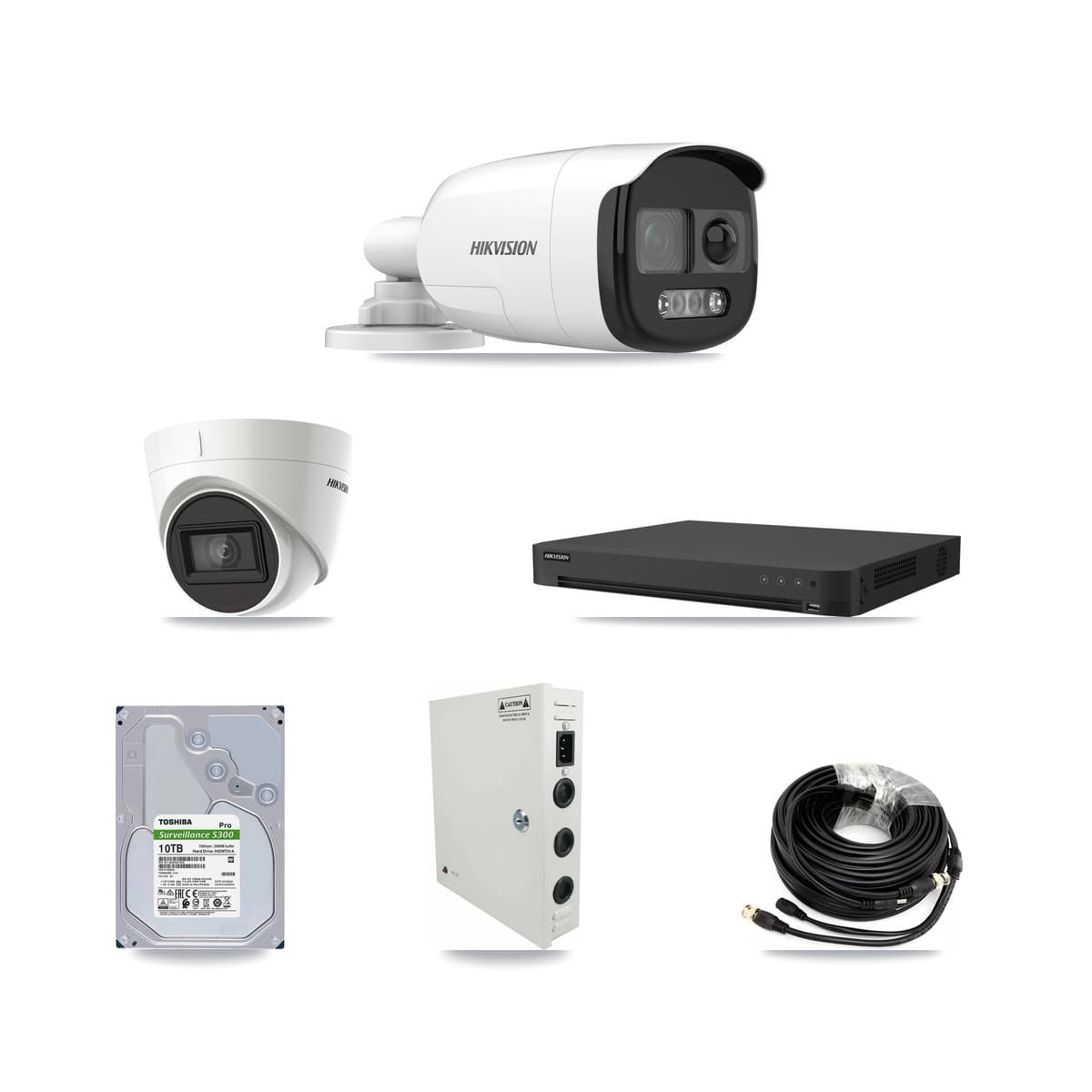 Hikvision 16-Channel 5MP – 4K CCTV Kit — 8 DS-2CE12KF3T 5MP Bullet + 4 DS-2CE78U1T 4K Turret Cameras + 2× 10TB Recording