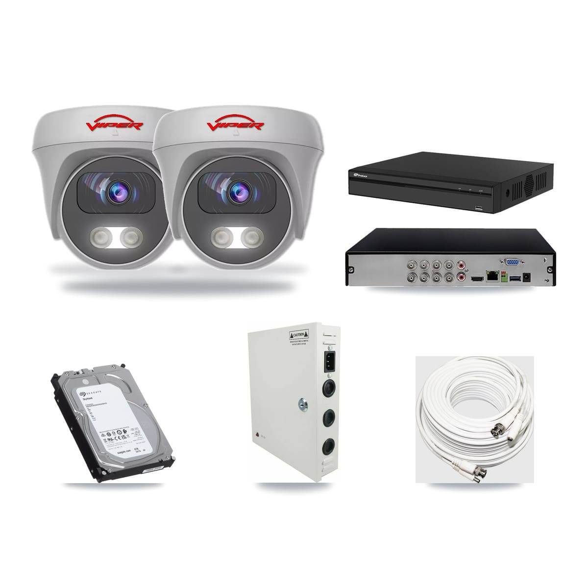 Prolux 8-channel CCTV kit: 2 cameras (2× 5MP Camera), 6TB hard drive