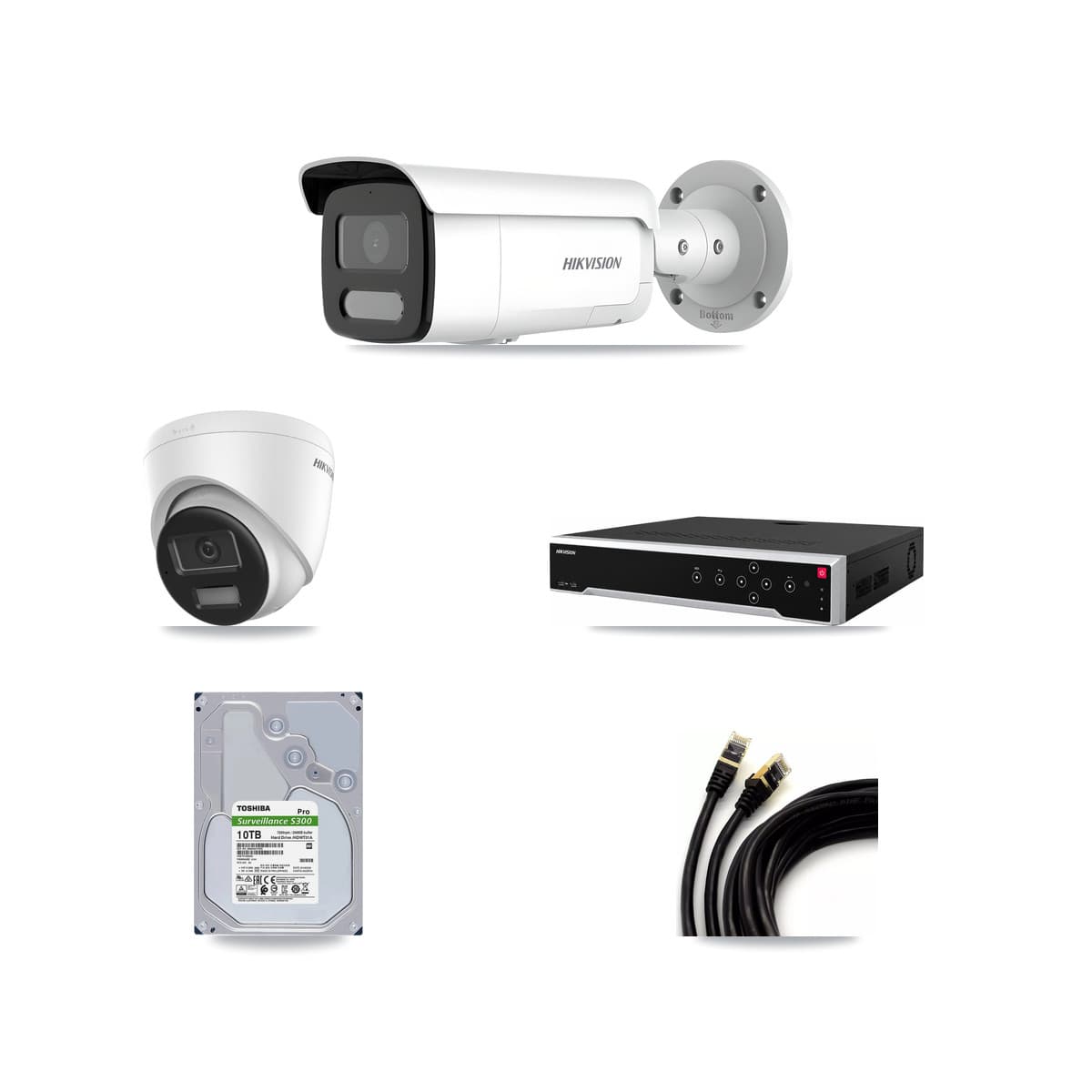 Hikvision 32-Channel 4MP – 4K CCTV Kit — 1 DS-2CD1383G2-LIUF/SL 4K Turret + 13 DS-2CD2T47G2H-LISU/SL 4MP Bullet Cameras + 2× 10TB Recording (DS-7732NI-M4/24P Recorder) - Image 1