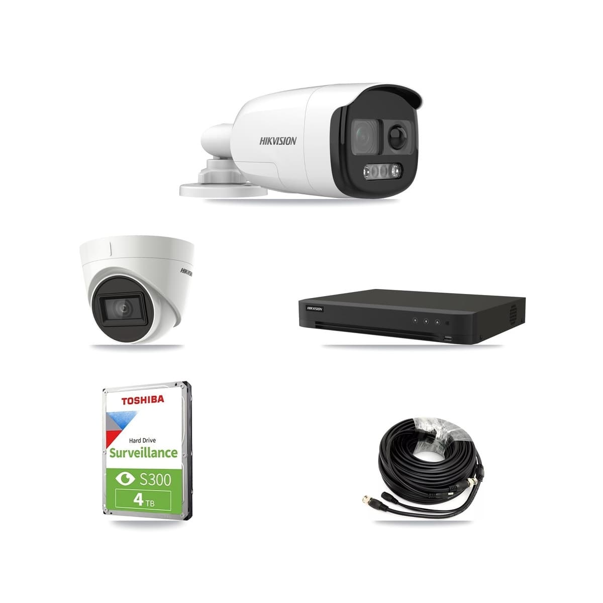 Hikvision 8-Channel 5MP – 4K CCTV Kit — 1 DS-2CE12KF3T-PIRXO 5MP Bullet + 1 DS-2CE78U1T-IT3F 4K Turret Cameras + 4TB Recording (IDS-7208HUHI-M1/XT Recorder) - Image 1