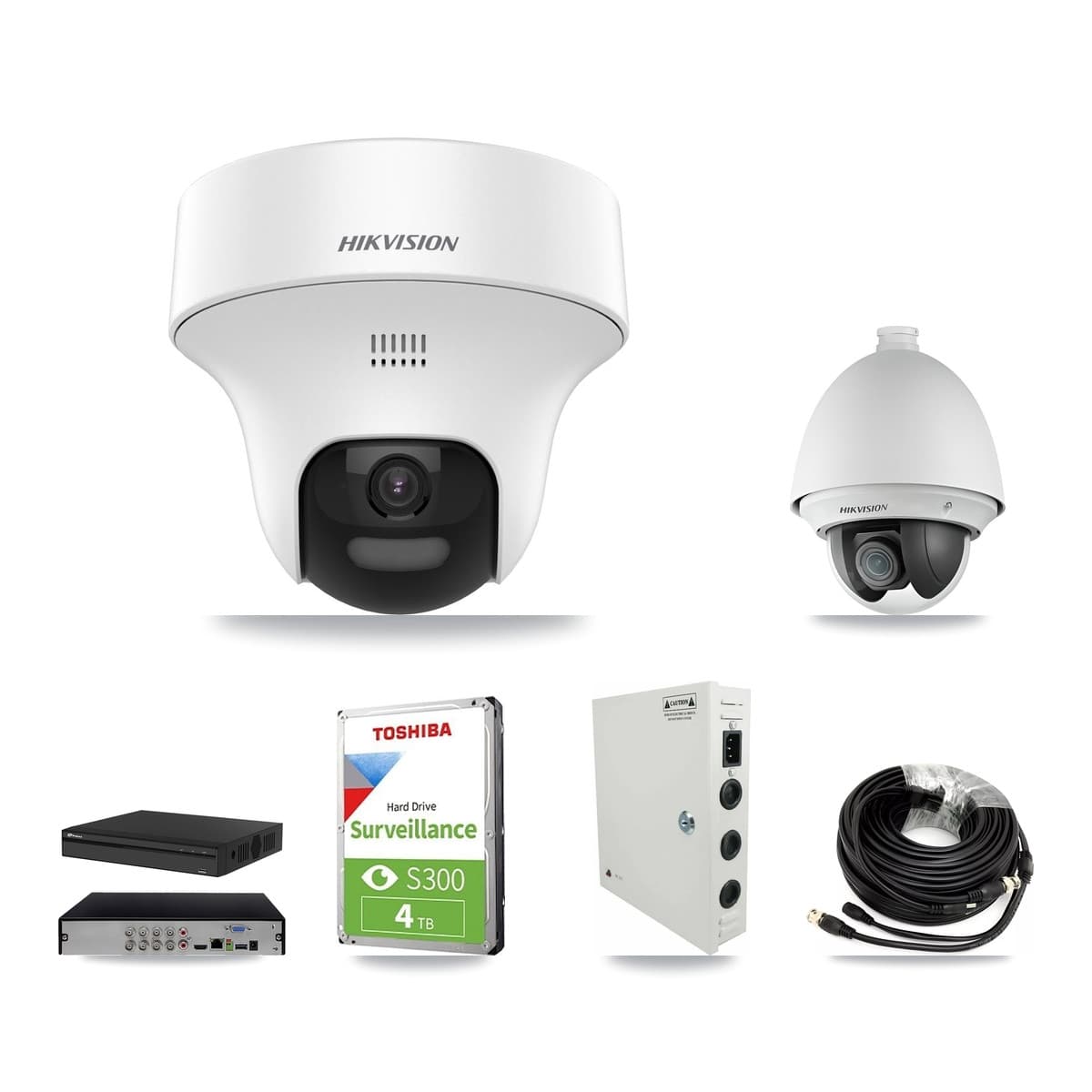 Hikvision & Prolux 8-Channel 2MP – 5MP CCTV Kit — 1 DS-2AE4225T 2MP PTZ + 2 DS-2CE70K0T 5MP Turret Cameras + 4TB Recording (PXD-5108HS Recorder) - Image 1