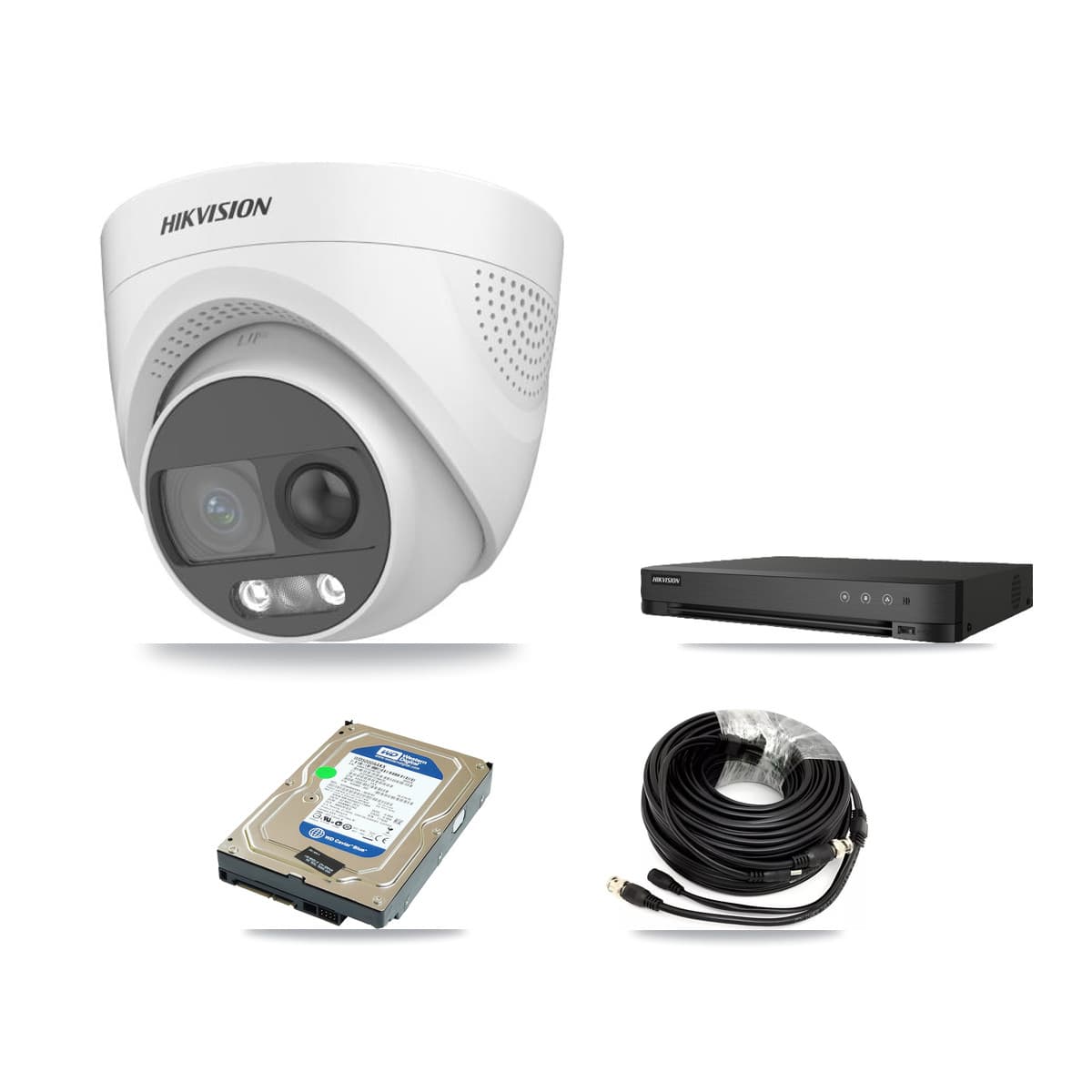 Hikvision 8-Channel 5MP CCTV Kit — 1 DS-2CE72KF3T Turret Camera + 500GB Recording (IDS-7208HQHI Recorder)