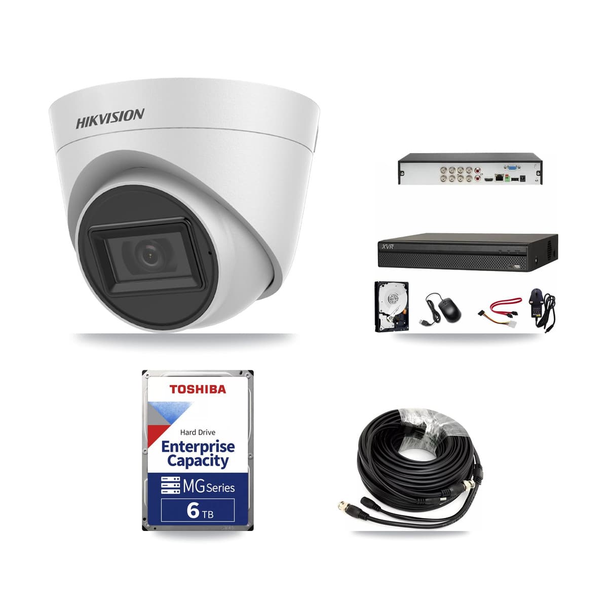 Hikvision & Dahua 8-Channel 5MP CCTV Kit — 2 White Turret Cameras + 6TB Recording - Image 1