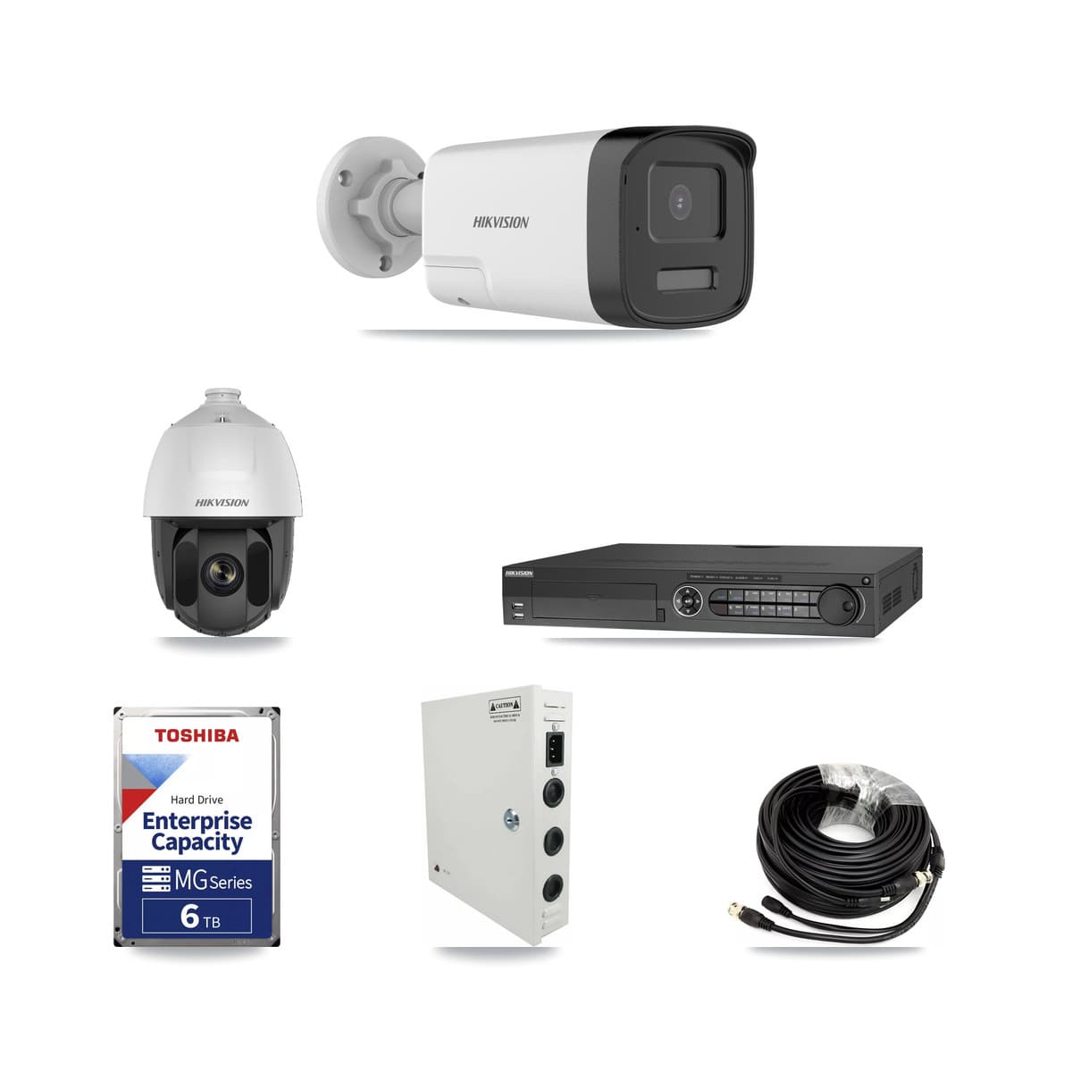 Hikvision 32-Channel 2MP – 5MP CCTV Kit — 1 DS-2AE5225TI 2MP PTZ + 13 DS-2CE17K0T 5MP Bullet Cameras + 3× 6TB Recording