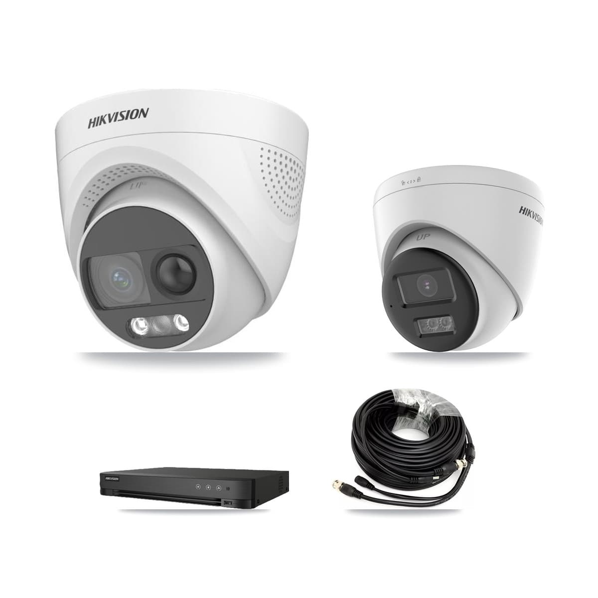 Hikvision 8-Channel 5MP CCTV Kit — 4 DS-2CE72KF3T-PIRXO + 2 DS-2CE78K0T-LTS Turret Cameras + 8TB Recording (IDS-7208HQHI-M1/XT Recorder) - Image 1