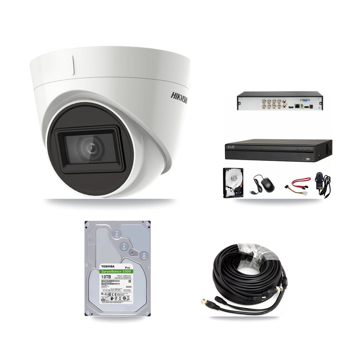 Hikvision & Dahua 8-Channel 4K CCTV Kit — 5 DS-2CE78U1T Turret Cameras + 10TB Recording (XVR-3108AD Recorder) - Image 1