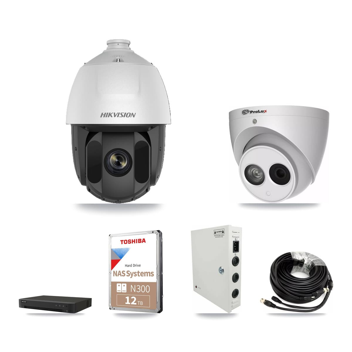 Hikvision & Prolux 16-Channel 2MP – 4MP CCTV Kit — 6 2MP PTZ + 6 4MP Turret Cameras + 12TB Recording (IDS-7216HQHI Recorder) - Image 1