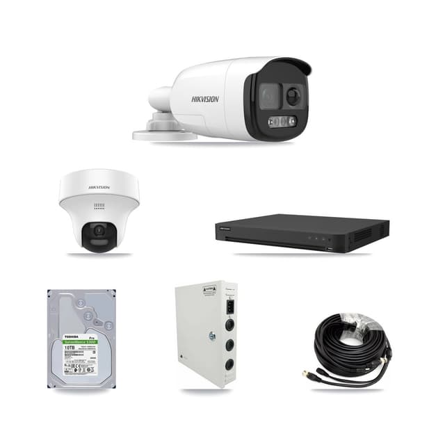 Hikvision 16-Channel 5MP CCTV Kit — 14 DS-2CE12KF3T Bullet + 1 DS-2CE70K0T Turret Cameras + 2× 10TB Recording