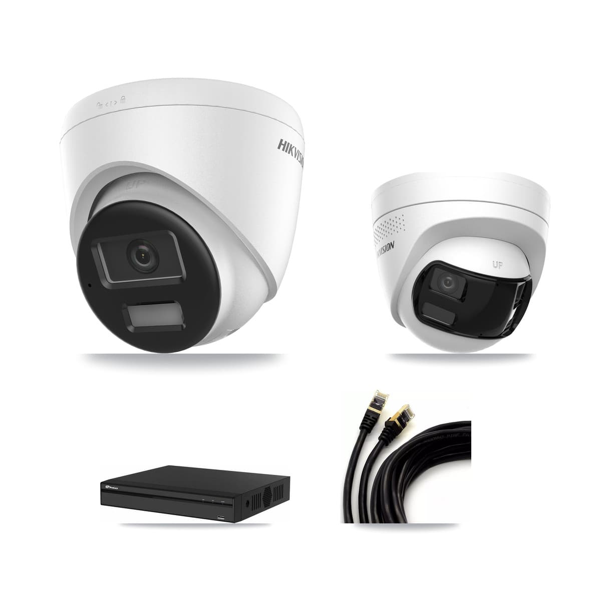 Hikvision & Prolux 4-Channel 4K CCTV Kit — 2 DS-2CD1383G2 + 1 DS-2CD1383G2P Turret Cameras + 8TB Recording