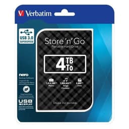 Verbatim 4TB Portable External Hard Drive - Store 'n' Go USB 3.0 (Black)