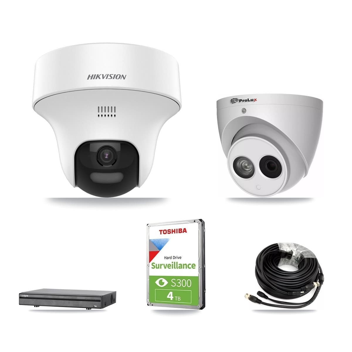 8-Channel 4MP – 5MP CCTV Kit — 2 DS-2CE70K0T 5MP + 1 PXC-612C4W-A 4MP Turret Cameras + 4TB Recording (DH-XVR5108H Recorder) - Image 1