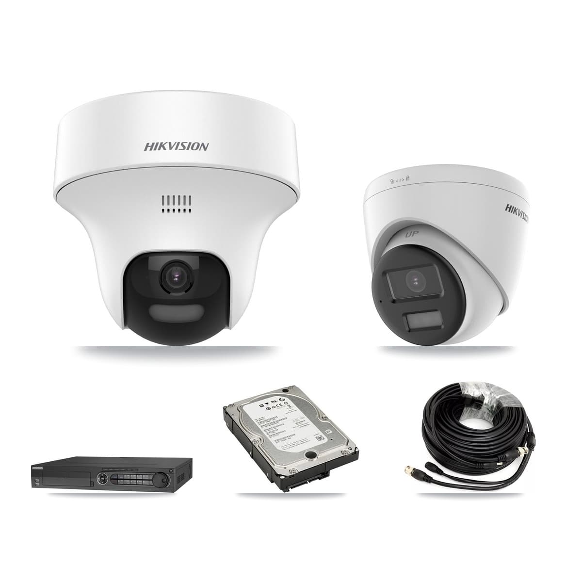 Hikvision 32-Channel 5MP CCTV Kit — 2 DS-2CE70K0T + 2 DS-2CE78K0T Turret Cameras + 5TB Recording (IDS-7332HUHI Recorder) - Image 1