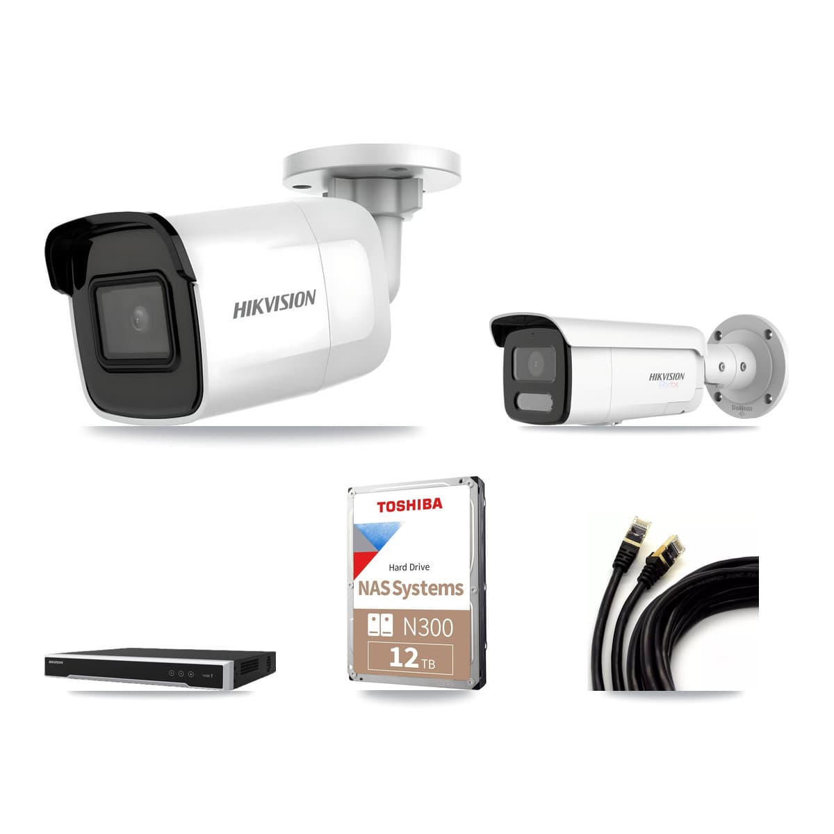 Hikvision 16-Channel 4K CCTV Kit — 6 DS-2CD2085G1 + 3 DS-2CD2T87G2H Bullet Cameras + 2× 12TB Recording