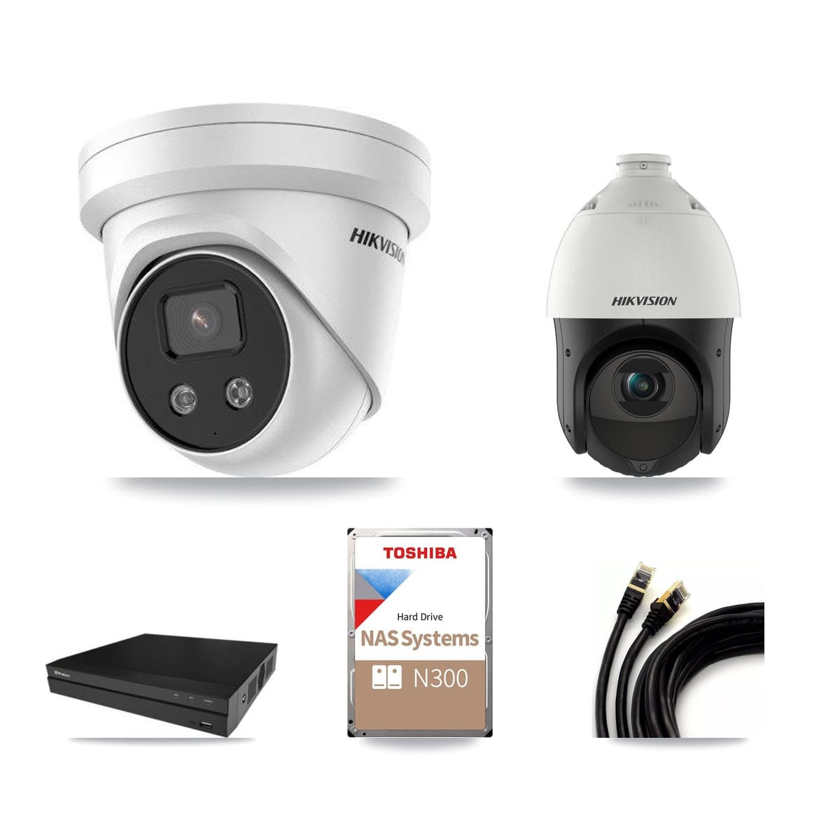 Hikvision & Prolux 16-Channel 4MP – 5MP CCTV Kit — 13 5MP Turret + 1 4MP PTZ Cameras + 18TB Recording