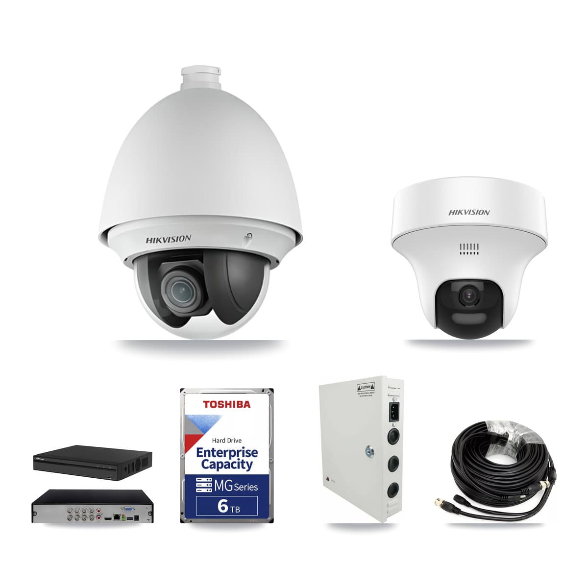 Hikvision & Prolux 8-Channel 2MP – 5MP CCTV Kit — 5 DS-2AE4225T 2MP PTZ + 2 DS-2CE70K0T 5MP Turret Cameras + 6TB Recording - Image 1